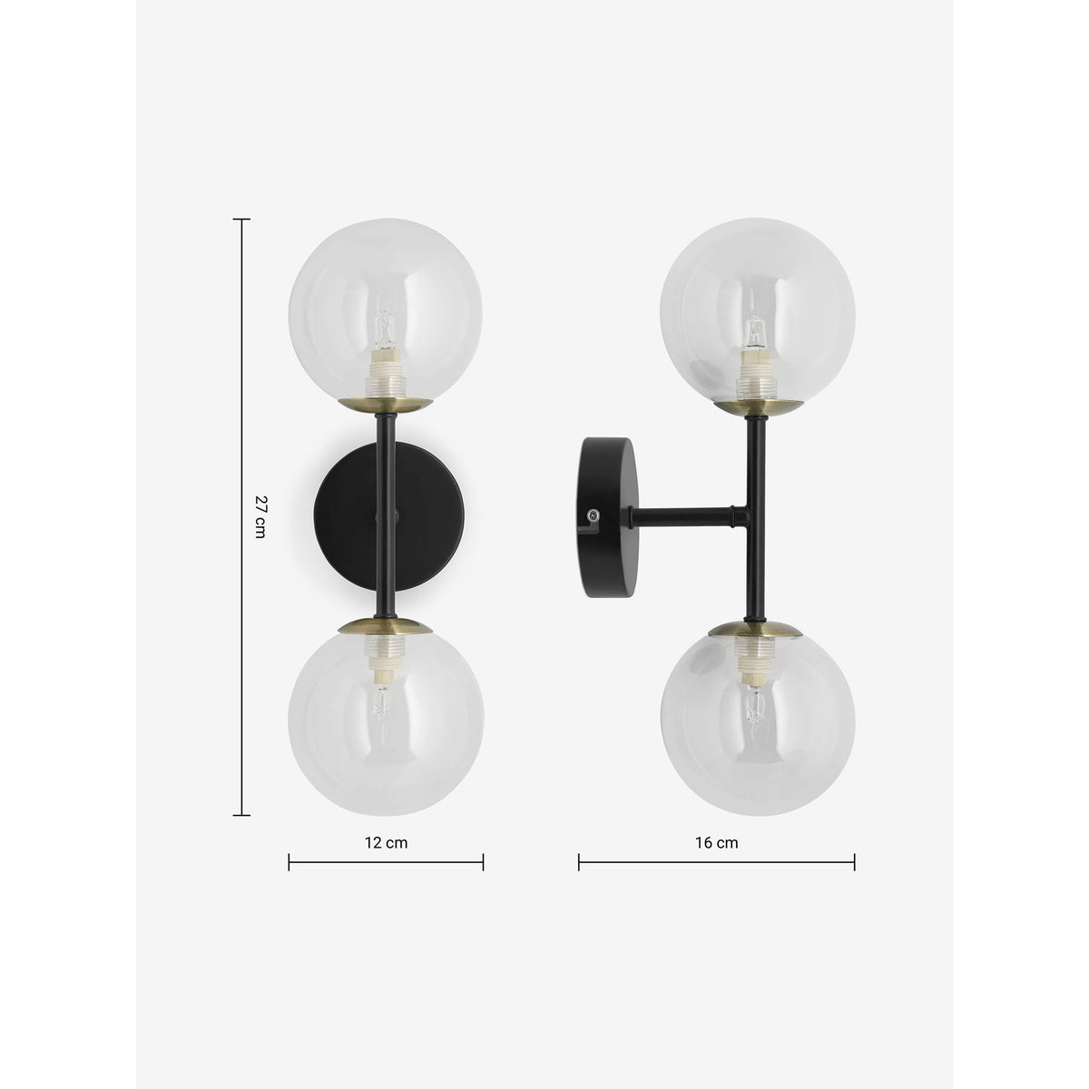 MADE.COM Globe Wall Light - Black & Antique Brass