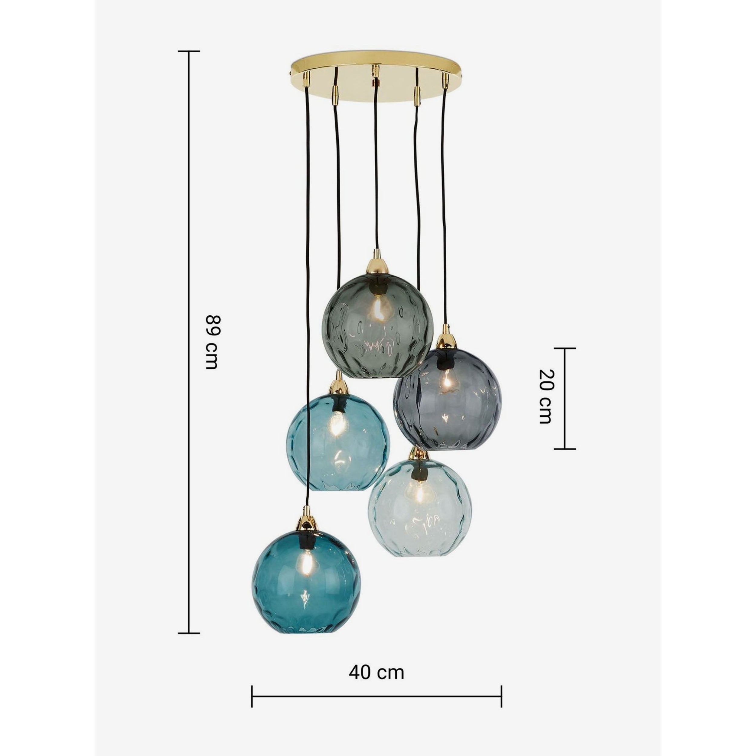 MADE.COM Ilaria 5 Light Cluster Pendant - Blue