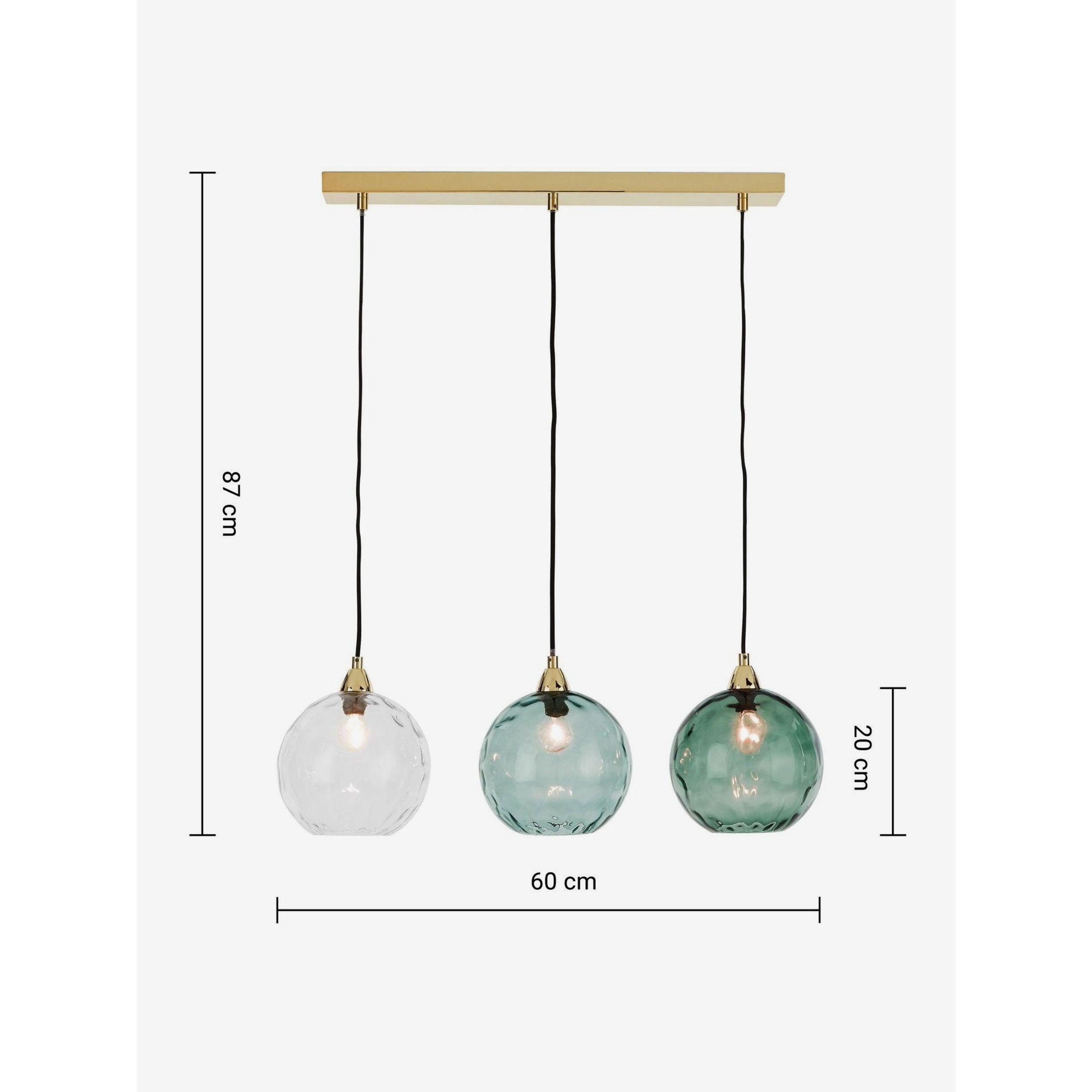 MADE.COM Ilaria 3 Light Linear Pendant - Blue