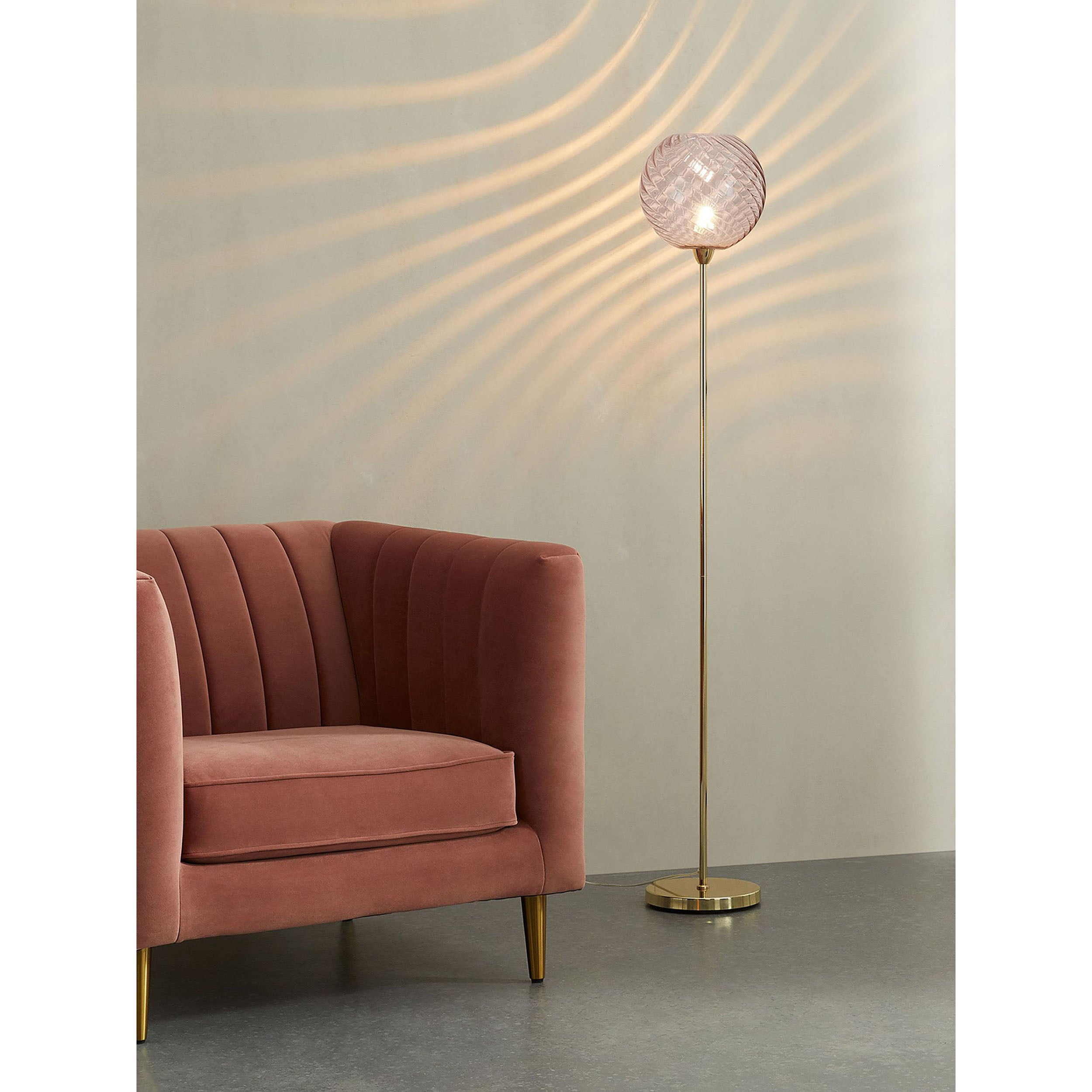 MADE.COM Ilaria Floor Lamp - Brass & Pink
