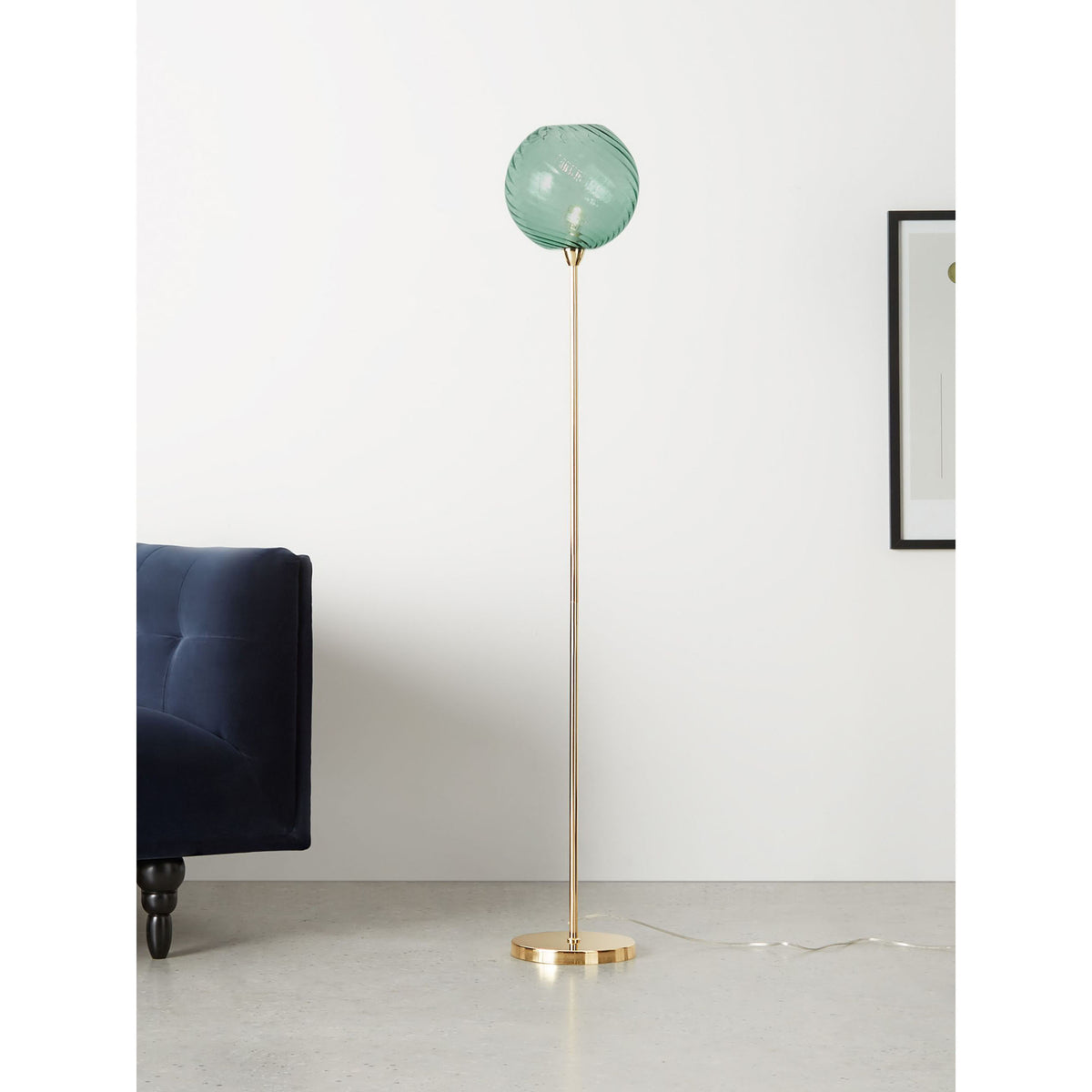 MADE.COM Ilaria Floor Lamp - Blue & Brass