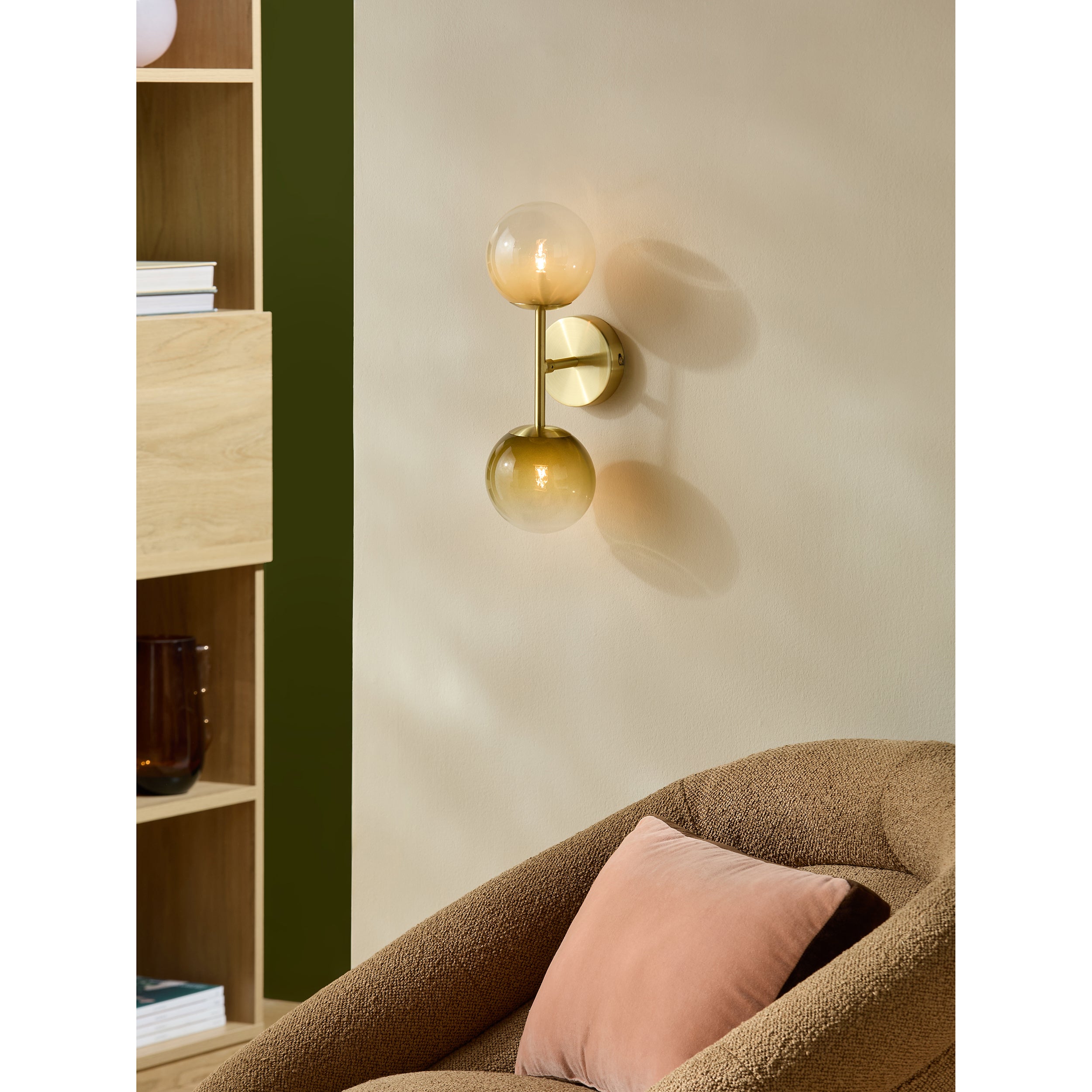 MADE.COM Globe Wall Light - Brass & Green Ombre