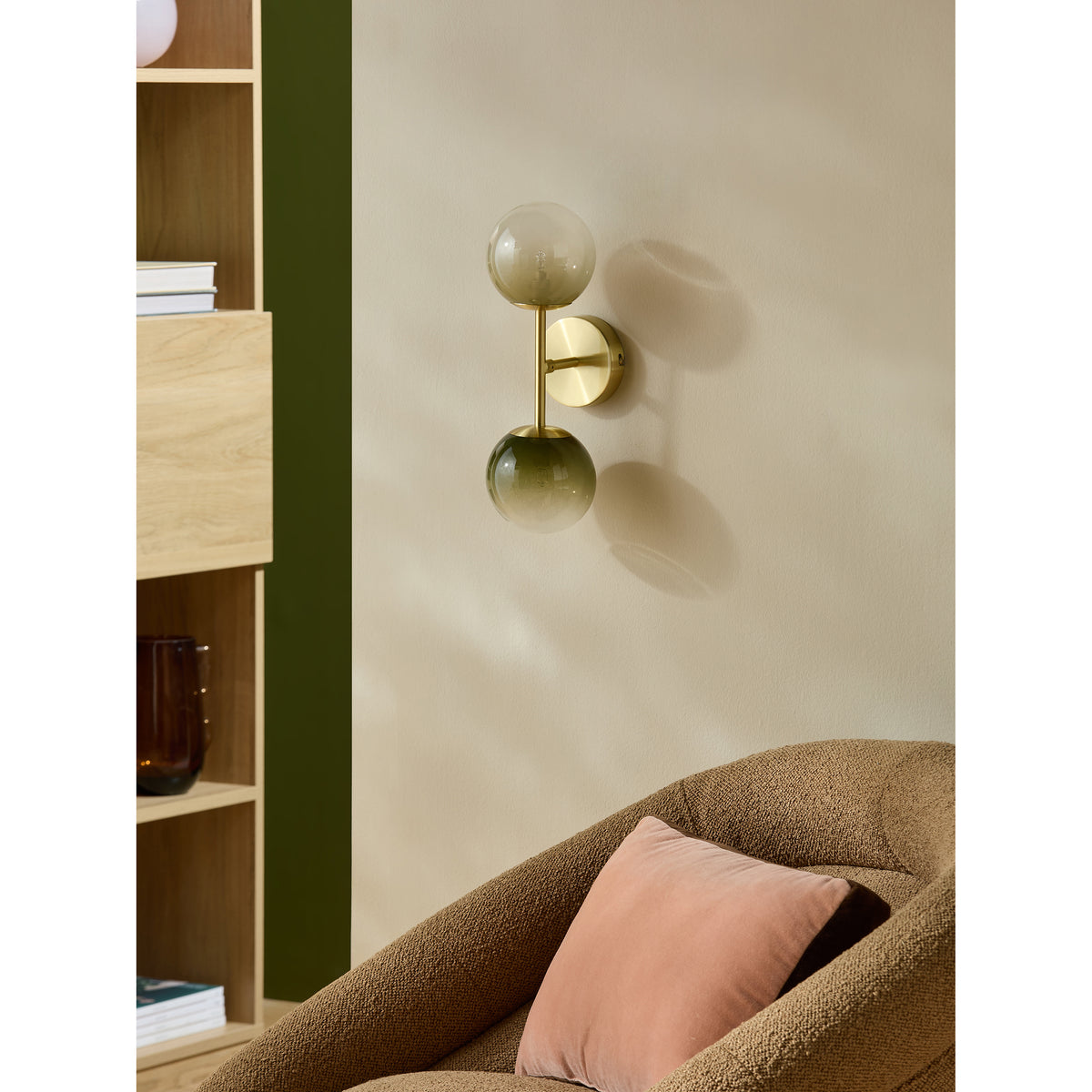 MADE.COM Globe Wall Light - Brass & Green Ombre