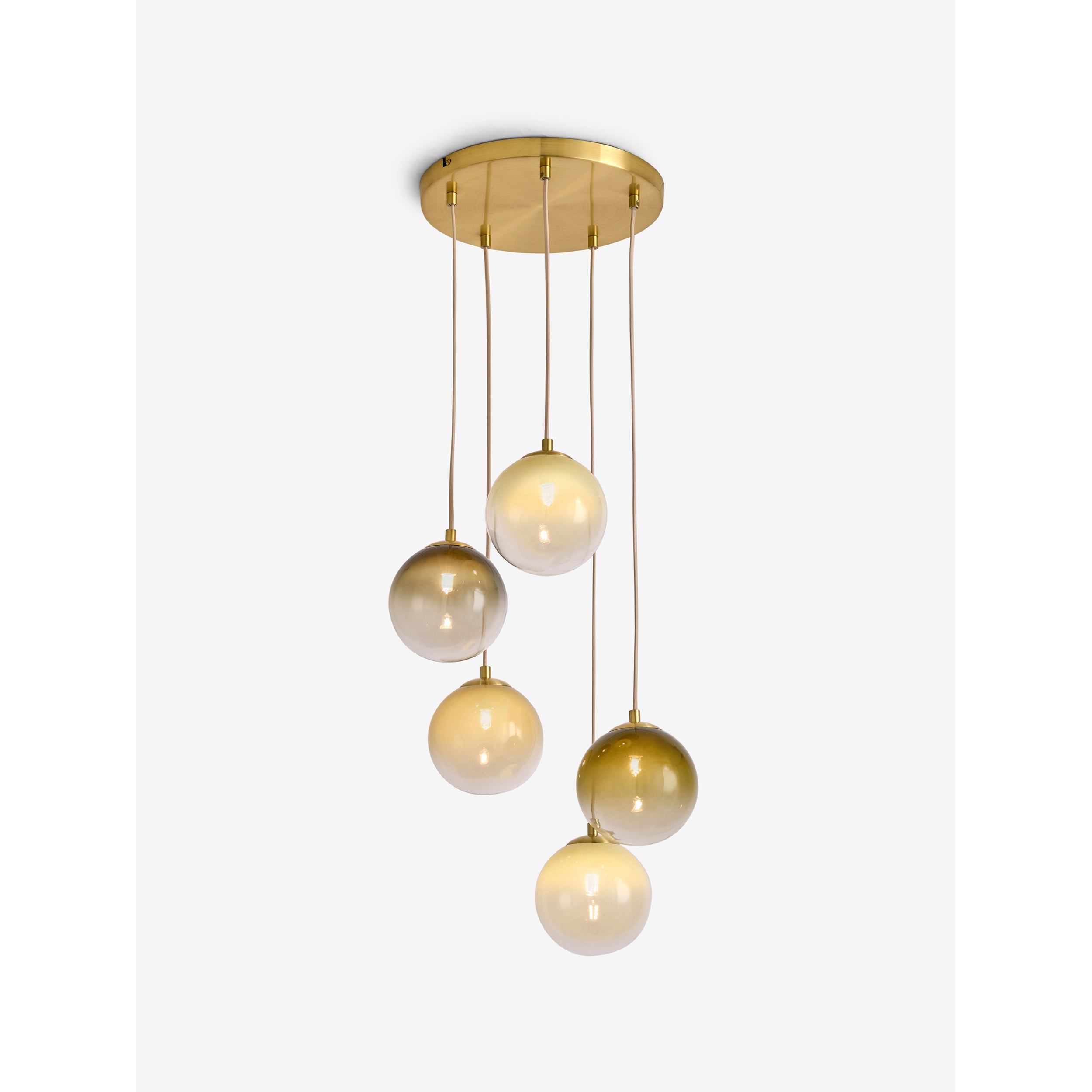 MADE.COM Globe 5 Light Ceiling Light - Brass & Green Ombre