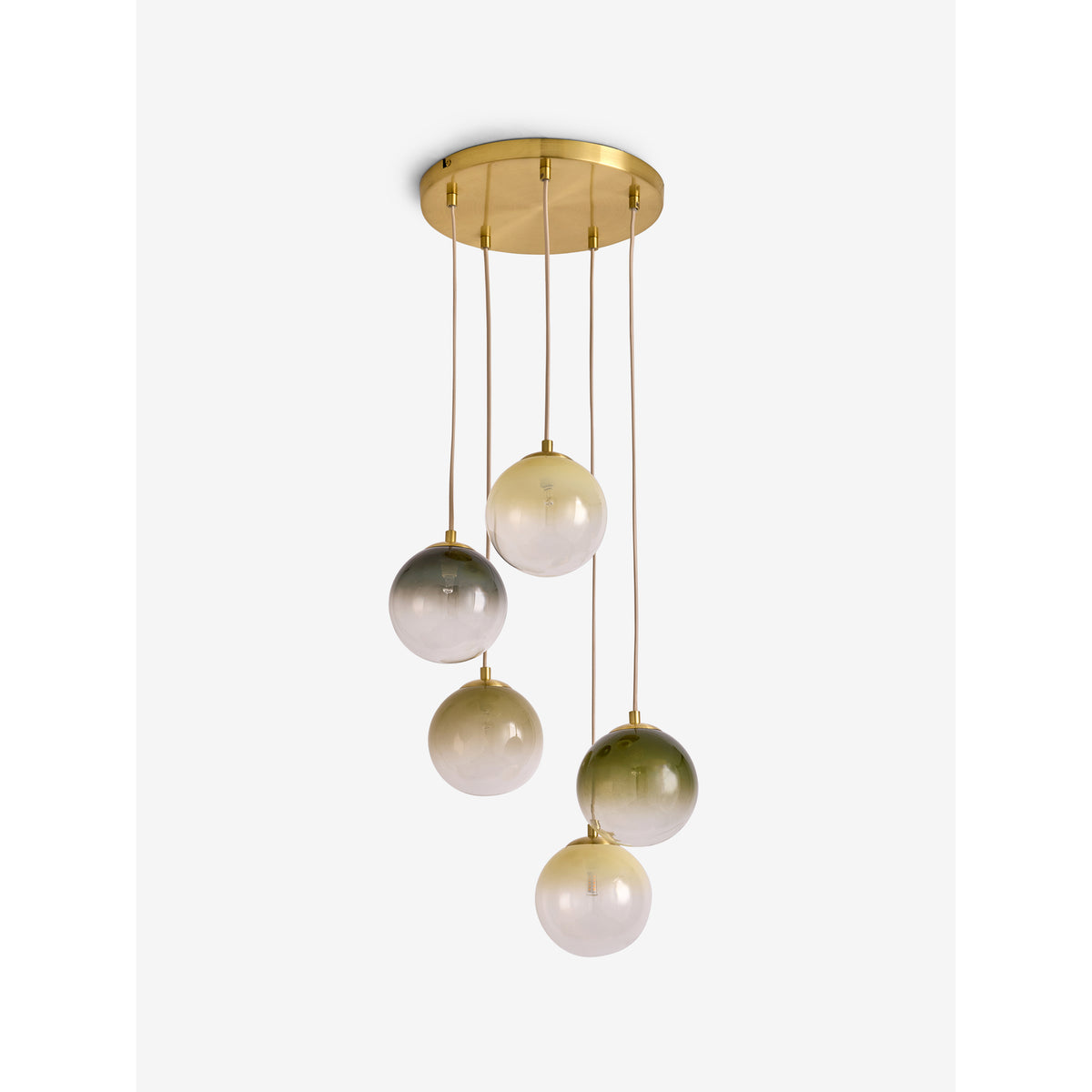 MADE.COM Globe 5 Light Ceiling Light - Brass & Green Ombre