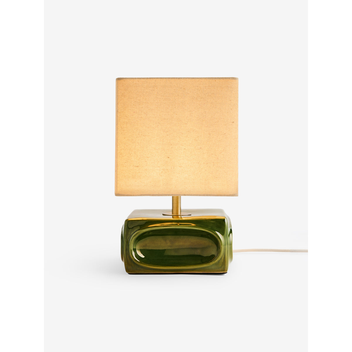 MADE.COM Nell Ceramic Table Lamp - Green & Ecru