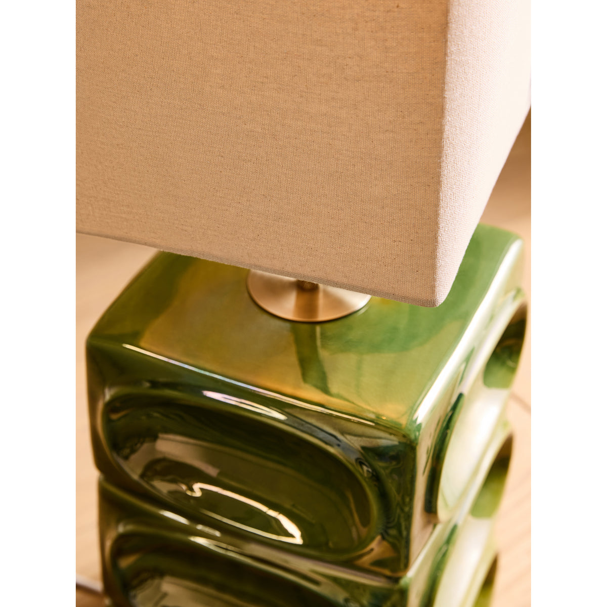 MADE.COM Nell Ceramic Floor Lamp - Green & Ecru