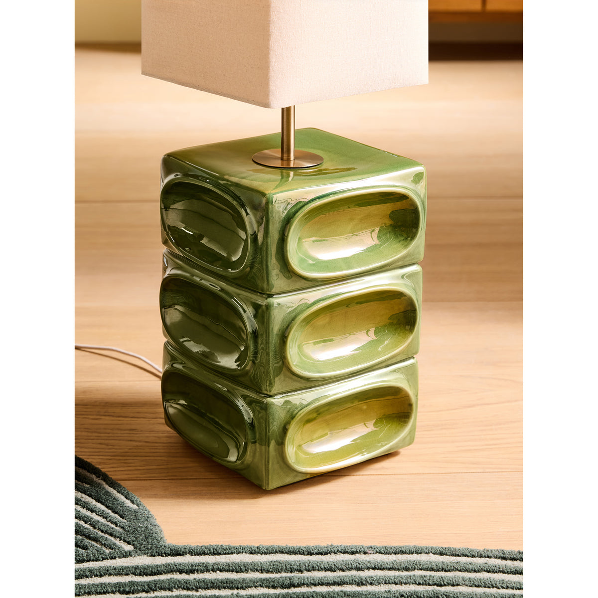 MADE.COM Nell Ceramic Floor Lamp - Green & Ecru