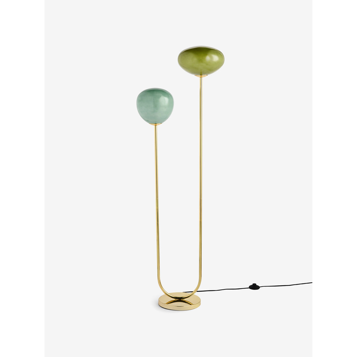 MADE.COM Adrianne Floor Lamp - Brass & Green