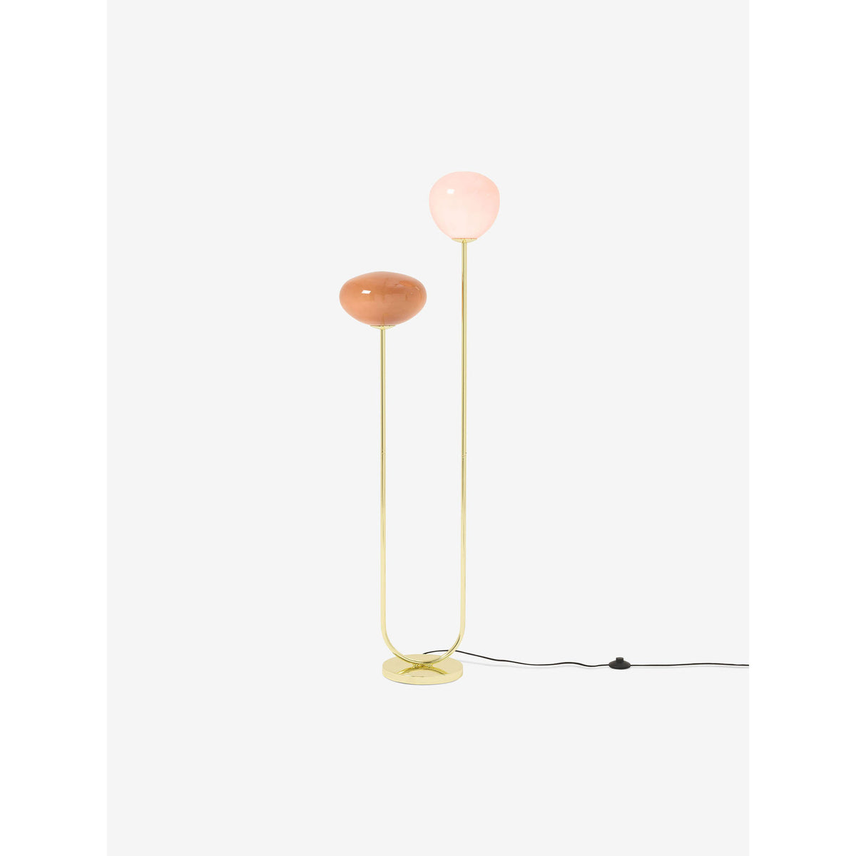 MADE.COM Adrianne Floor Lamp - Brass & Pink
