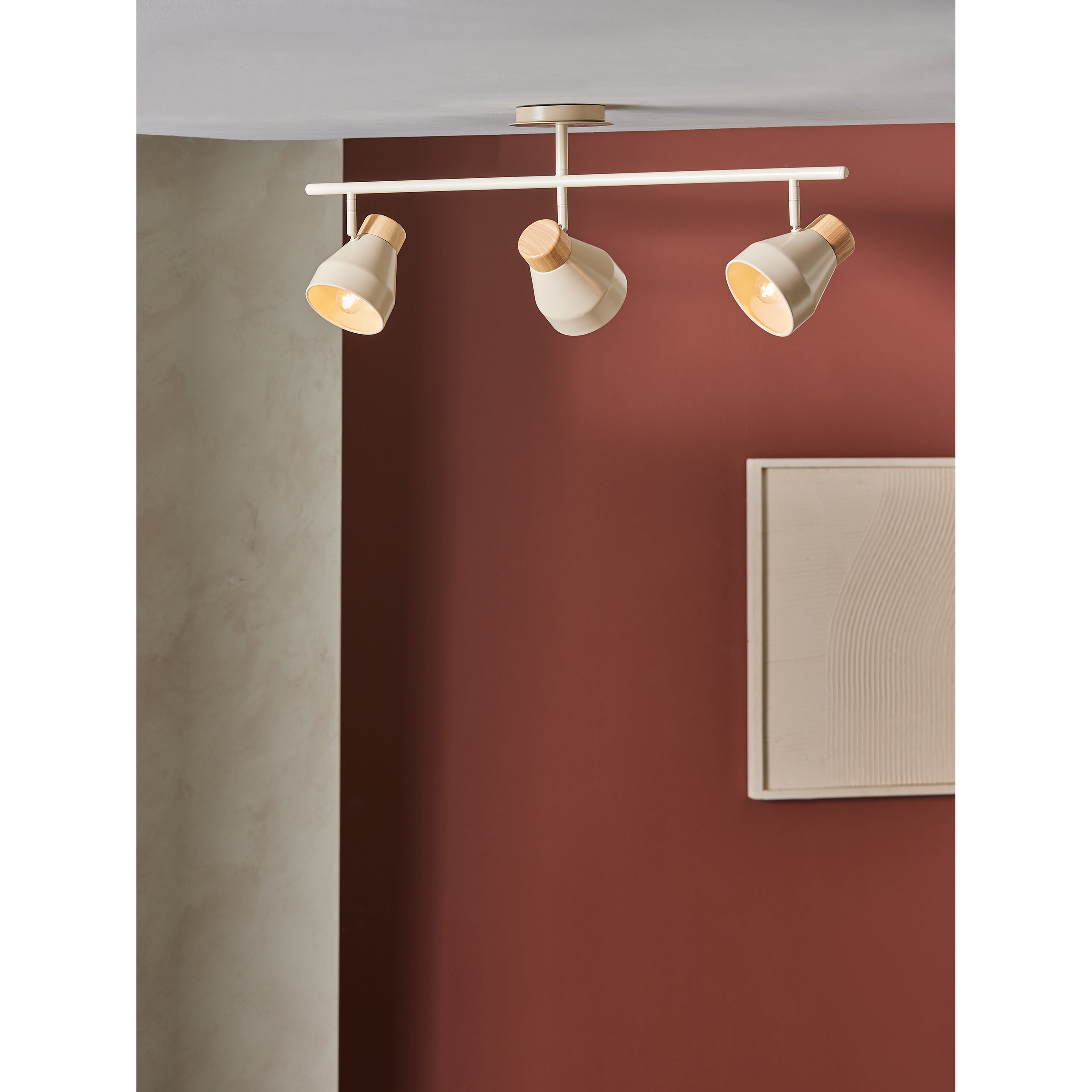 MADE.COM Albert 3 Light Linear Pendant - Cream
