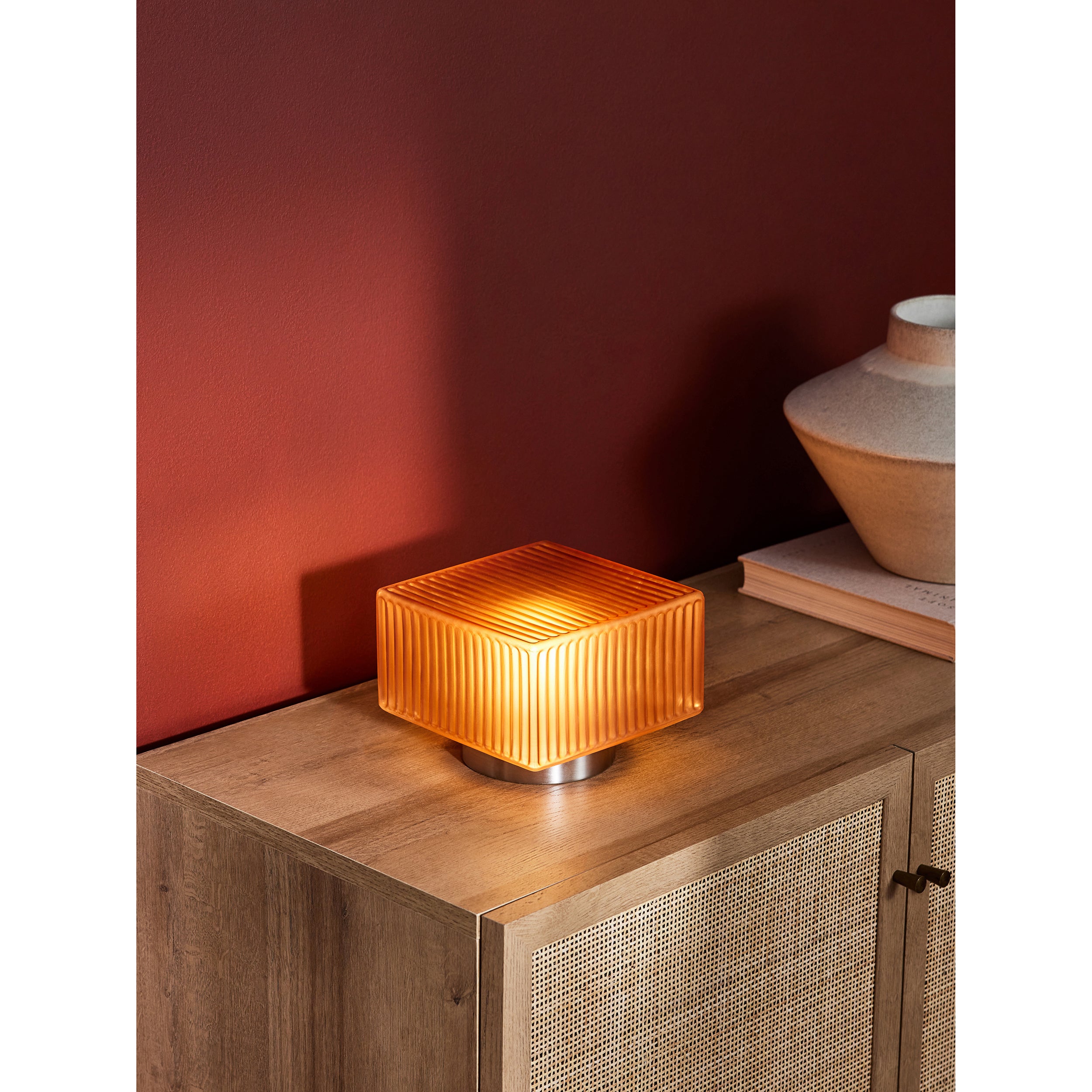 MADE.COM Alma Table Lamp - Amber Brown & Silver