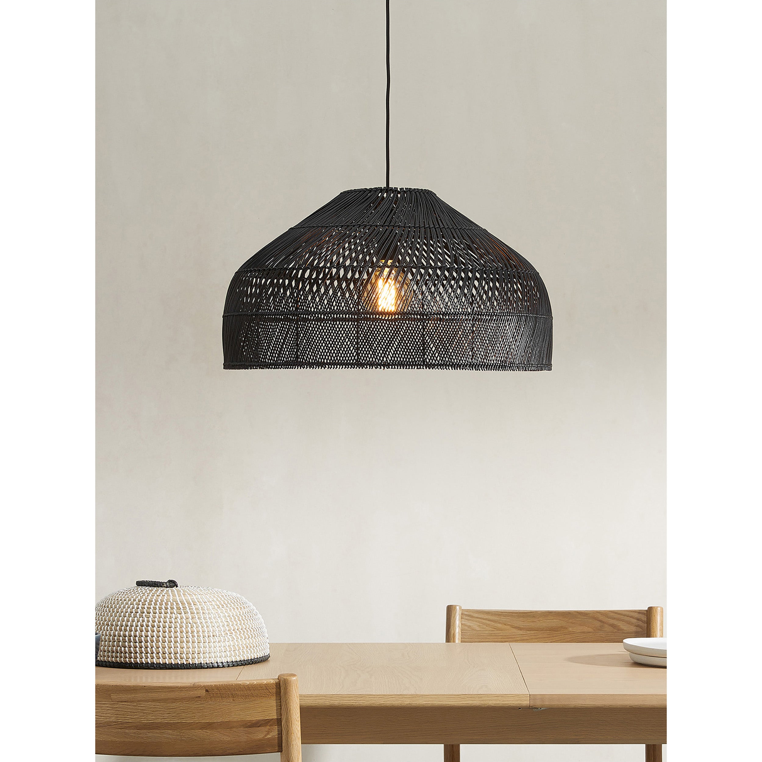 MADE.COM Java Large Lamp Shade - Black Rattan