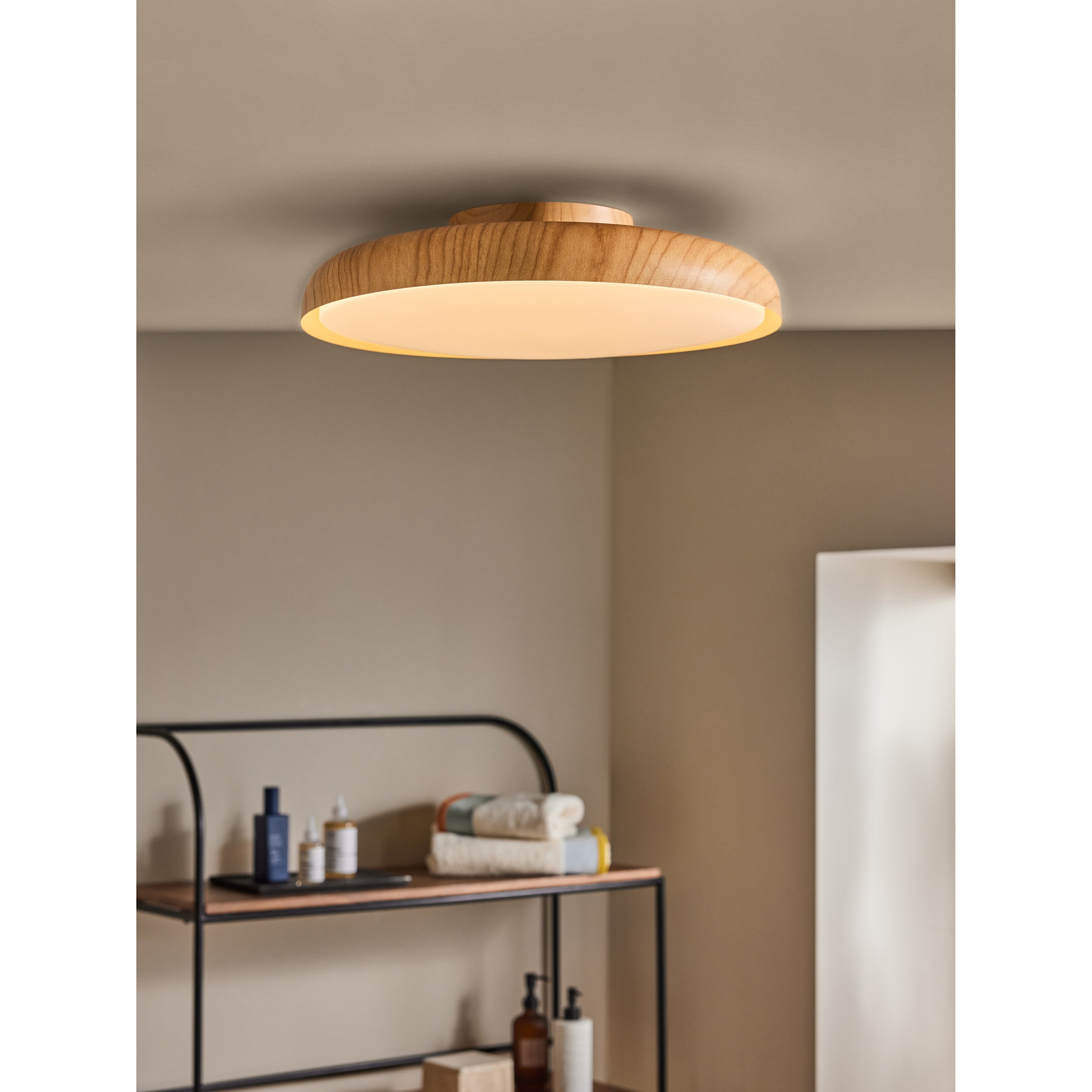 MADE.COM Nura Flush IP44 Bathroom Ceiling Light - Wood Effect