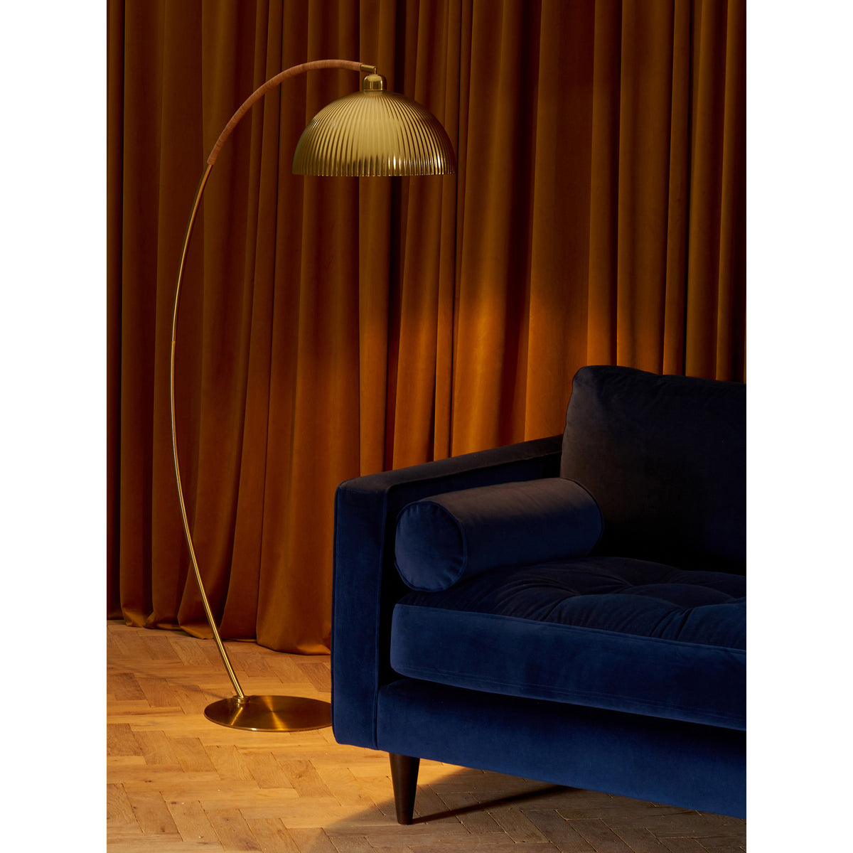 MADE.COM Shell Floor Lamp - Gold & Bamboo