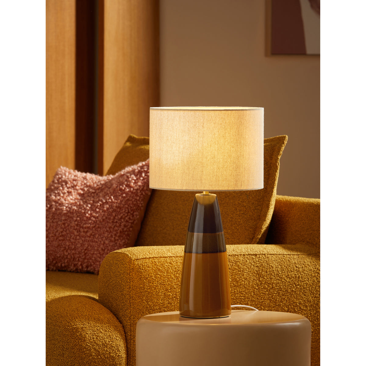 MADE.COM Vince Ceramic Table Lamp - Brown Glaze