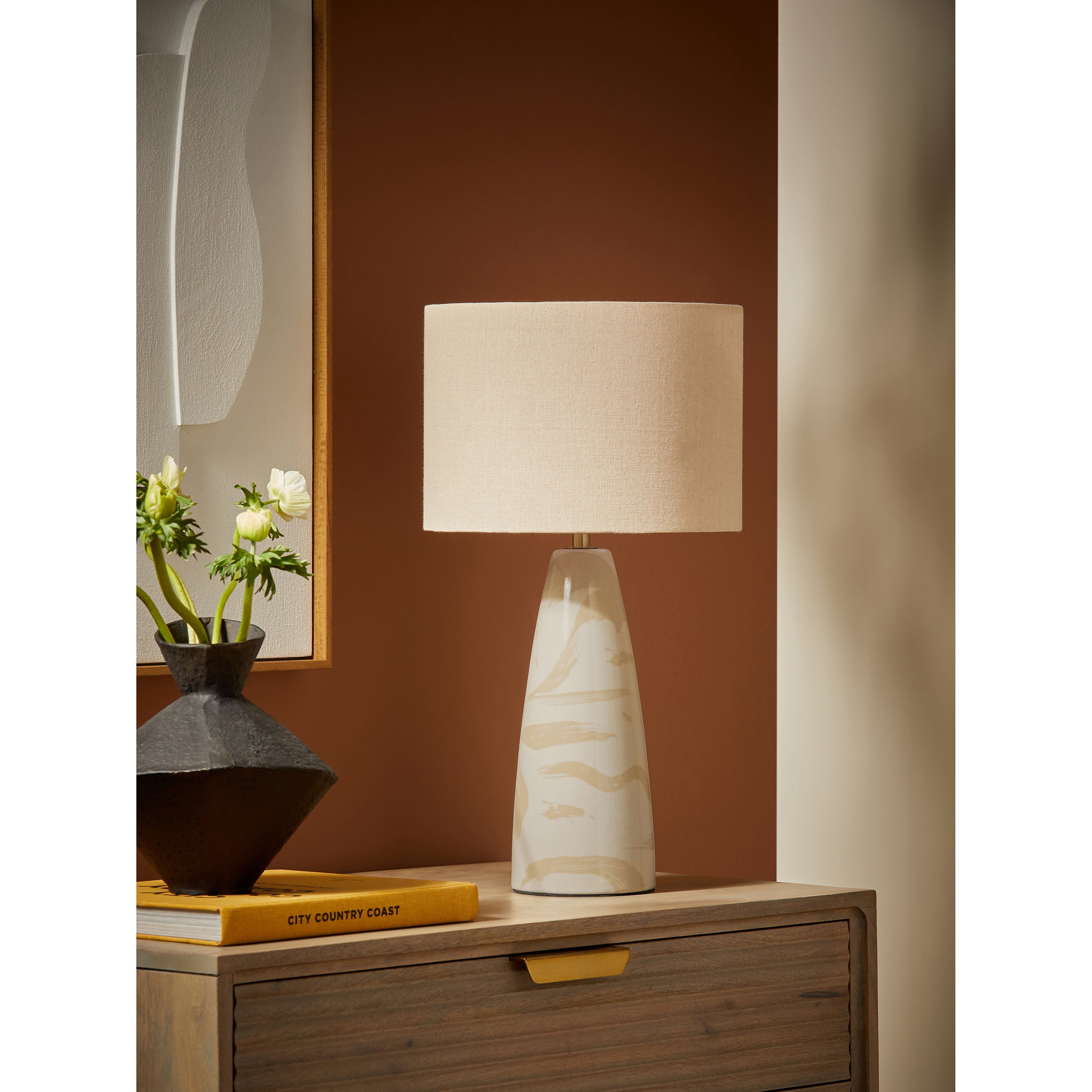 MADE.COM Vince Ceramic Table Lamp - Cream