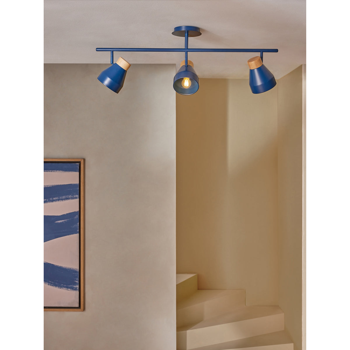 MADE.COM Albert 3 Light Linear Pendant - Navy