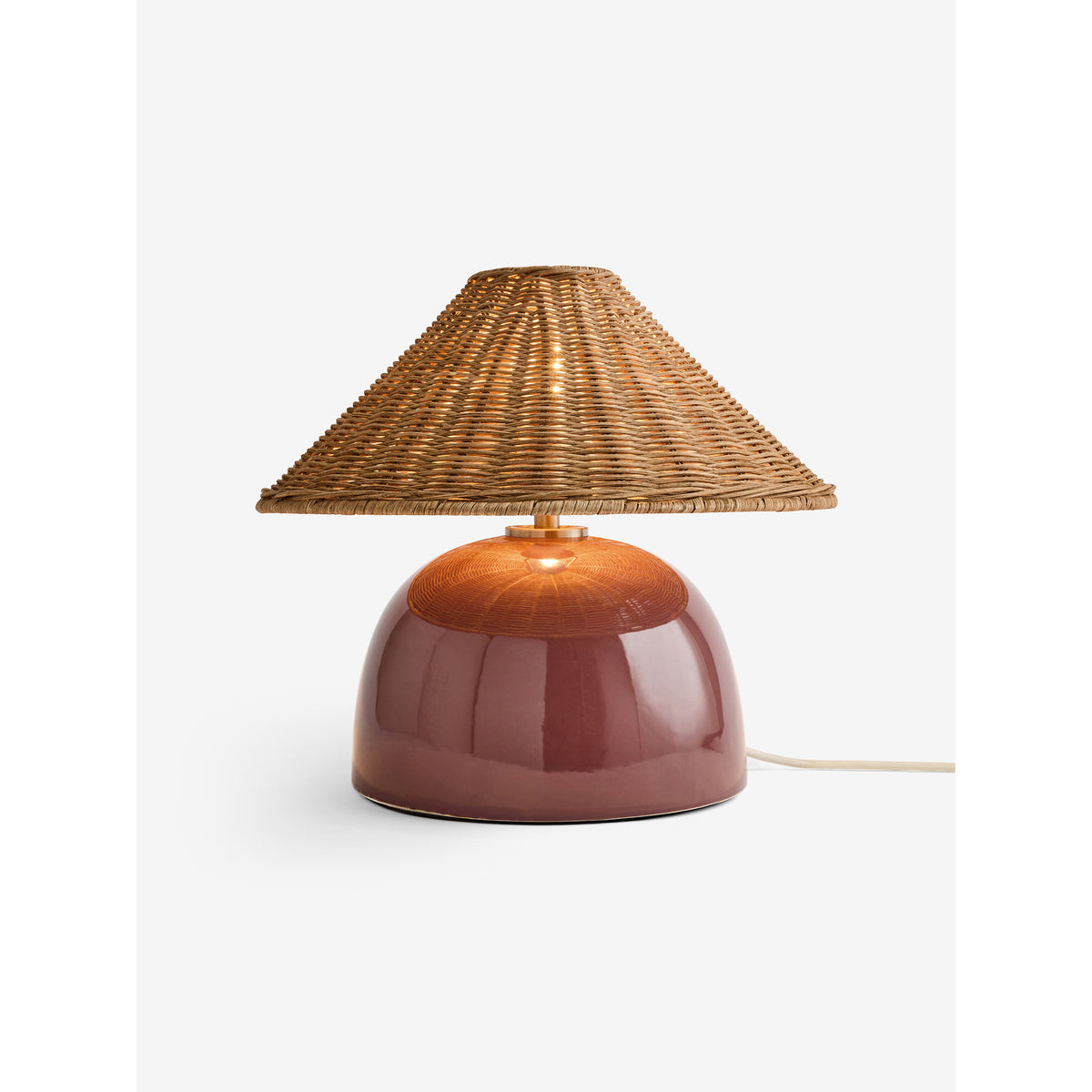 MADE.COM Nora Table Lamp - Burgundy Red & Rattan