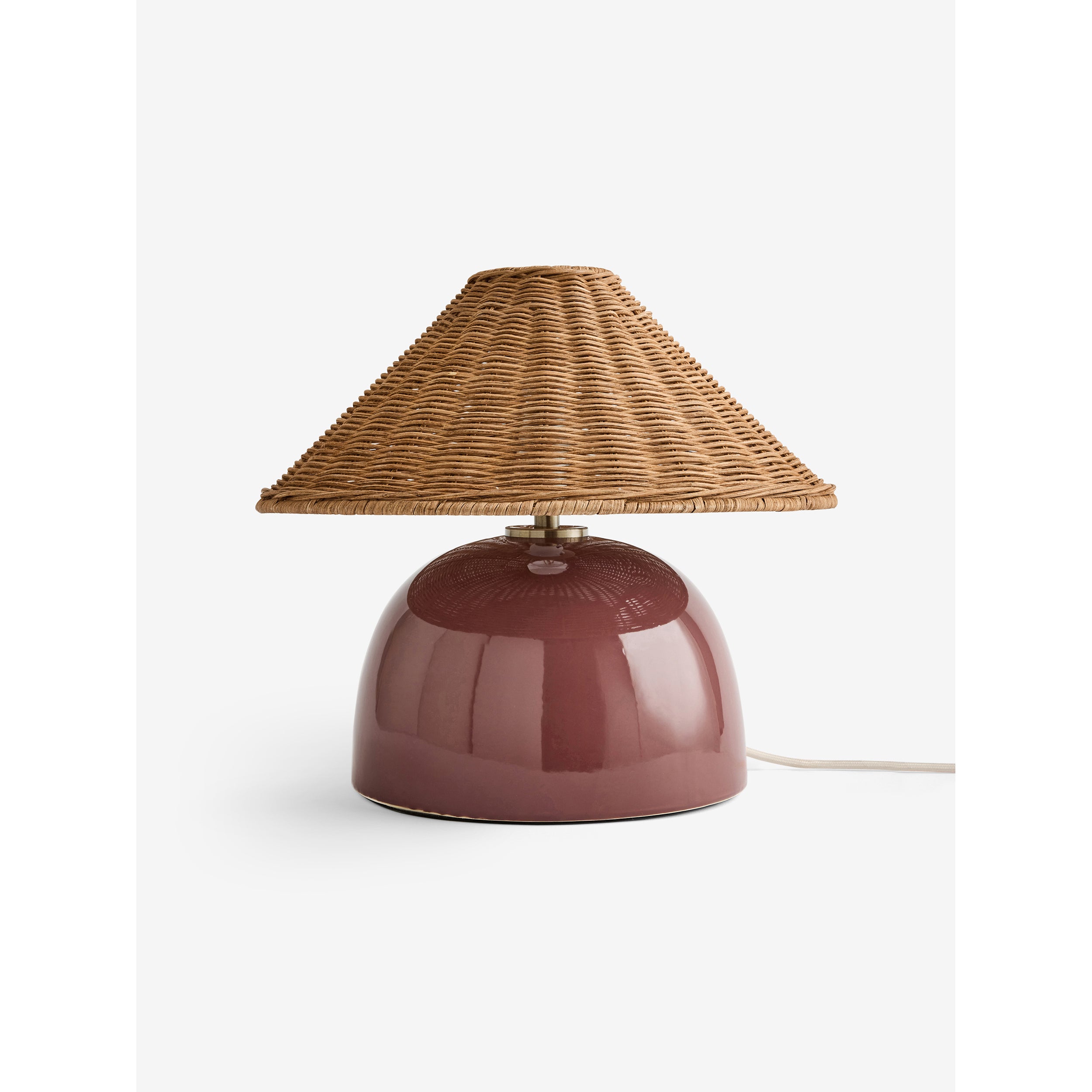 MADE.COM Nora Table Lamp - Burgundy Red & Rattan