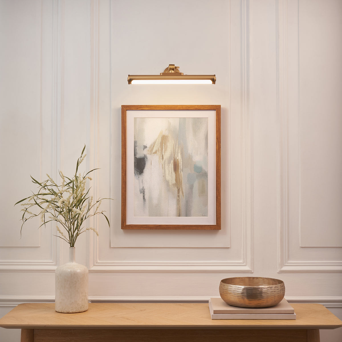 Endon Kas Rechargeable Picture Light - Warm Brass Plate & Frosted PC
