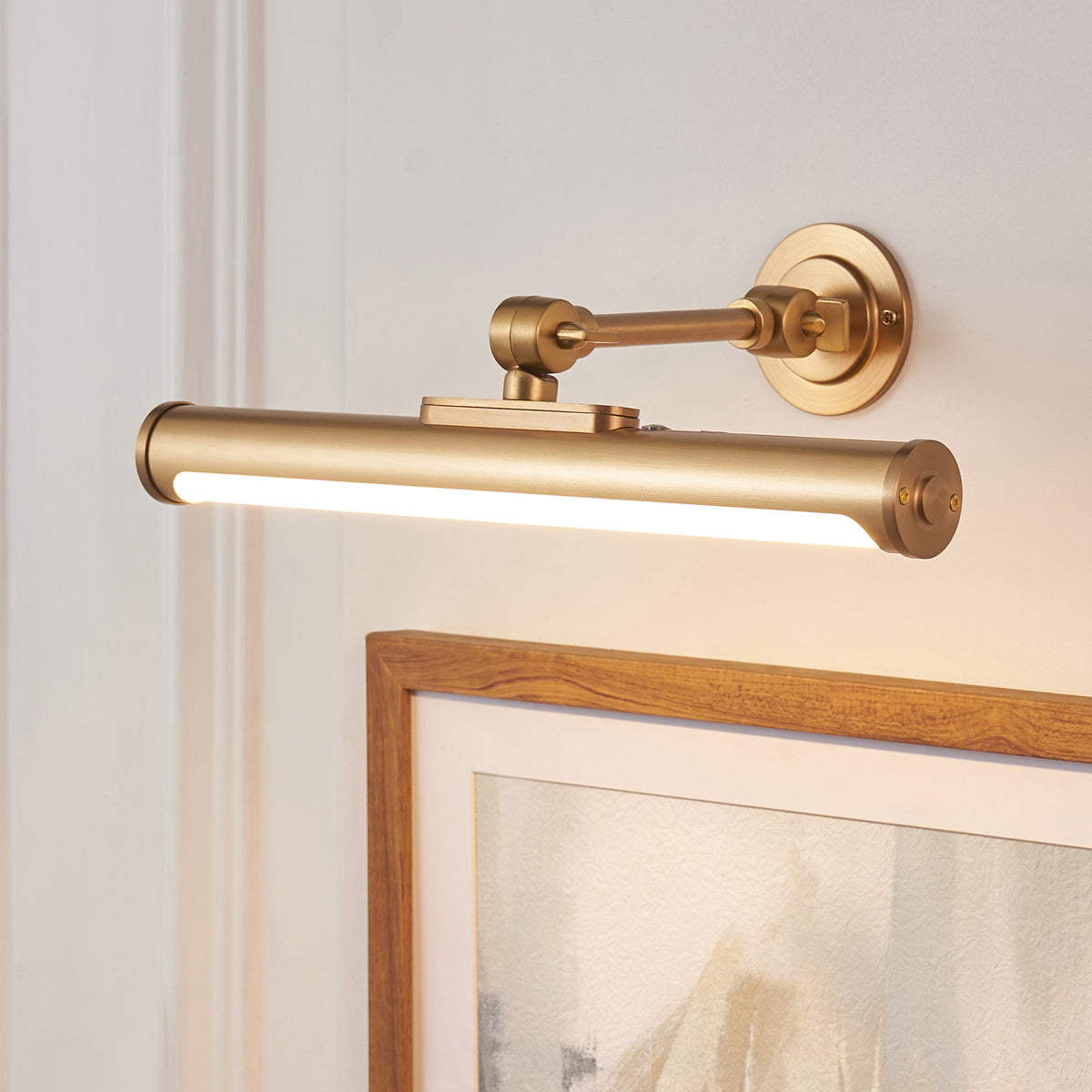 Endon Kas Rechargeable Picture Light - Warm Brass Plate & Frosted PC