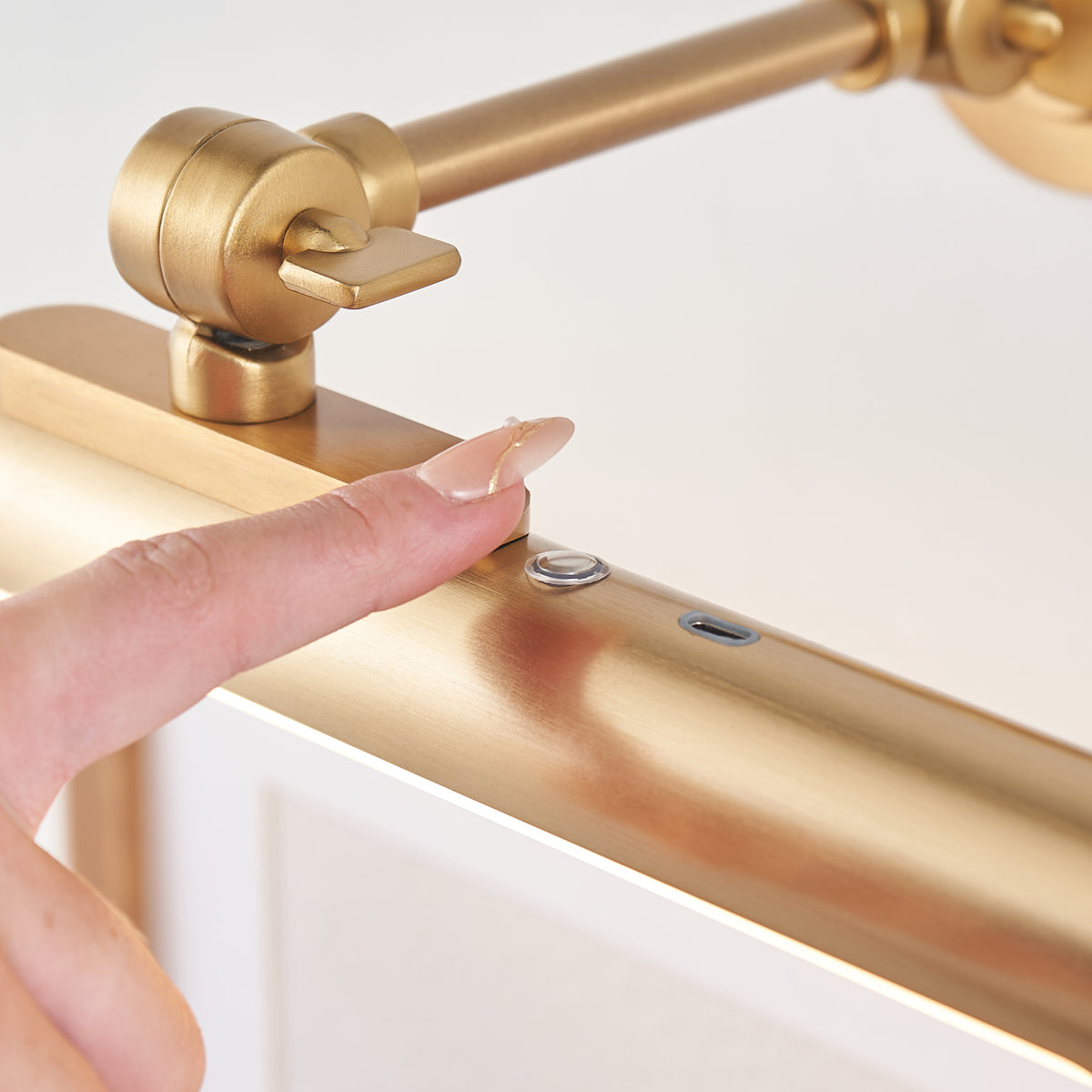 Endon Kas Rechargeable Picture Light - Warm Brass Plate & Frosted PC