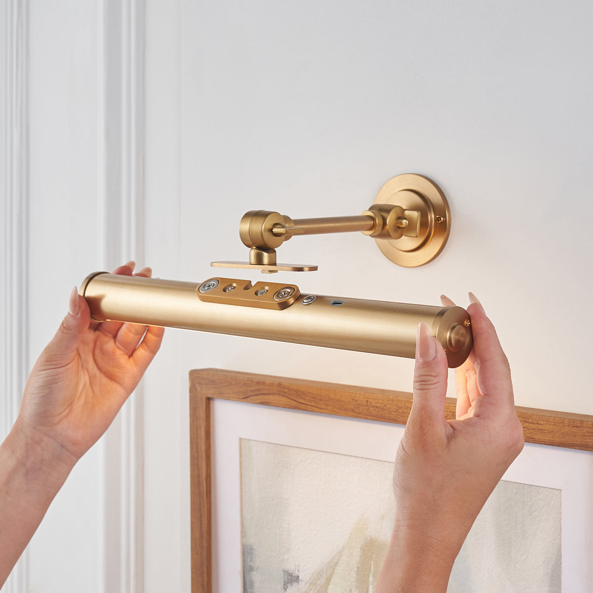 Endon Kas Rechargeable Picture Light - Warm Brass Plate & Frosted PC
