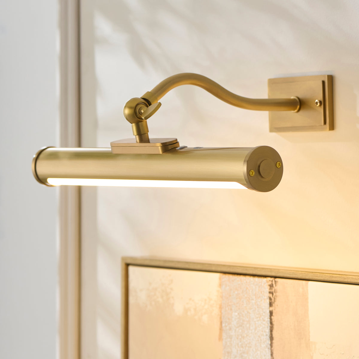 Endon Maris Rechargeable Picture Light - Warm Brass Plate & Frosted PC