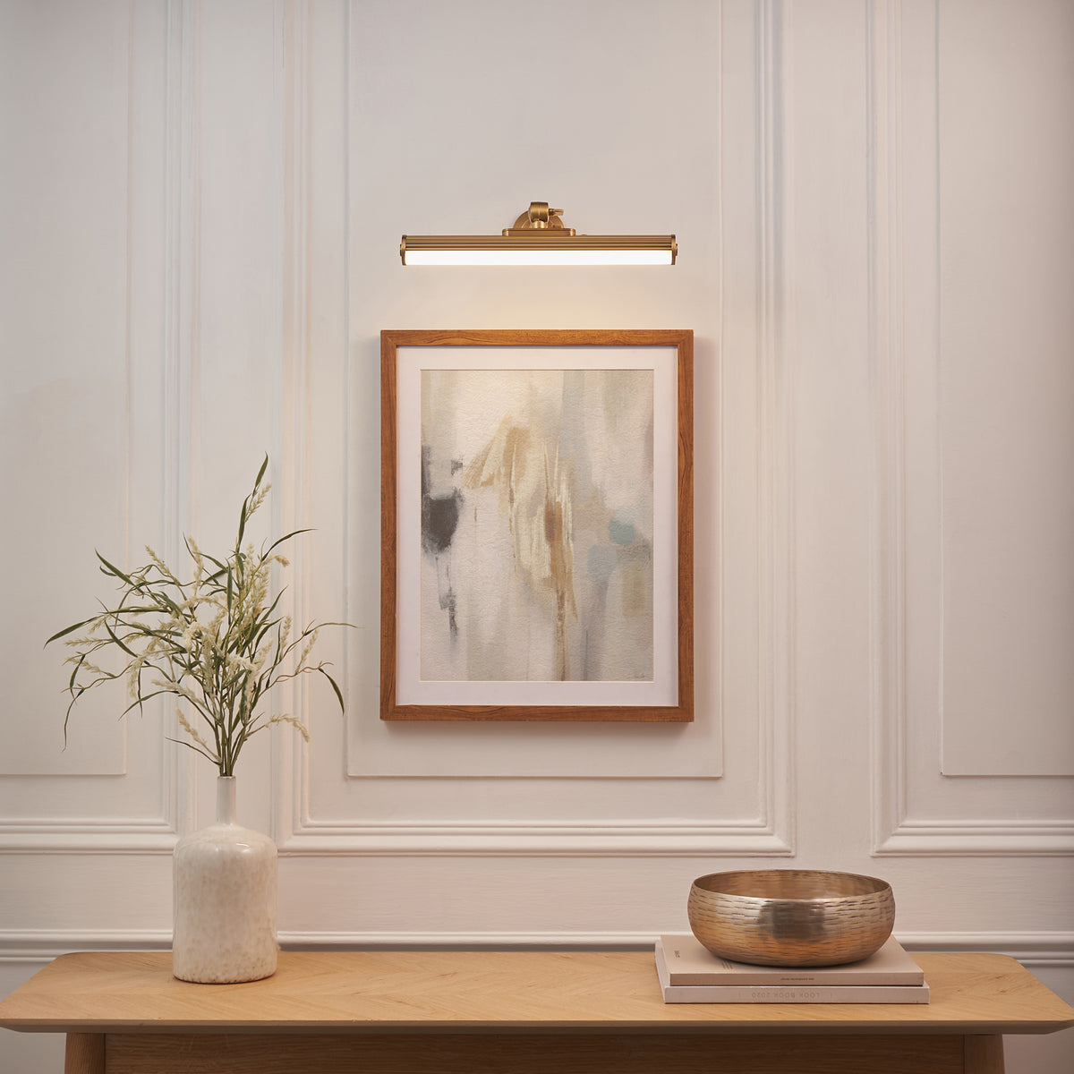 Endon Cirali Rechargeable Picture Light - Warm Brass Plate & Frosted PC