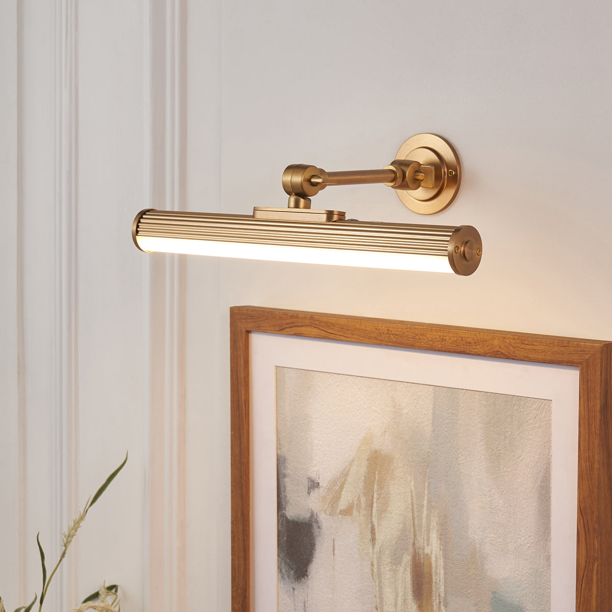 Endon Cirali Rechargeable Picture Light - Warm Brass Plate & Frosted PC