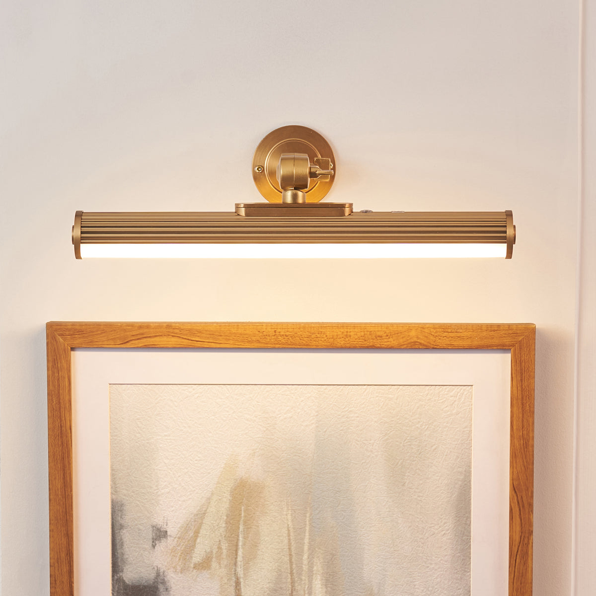 Endon Cirali Rechargeable Picture Light - Warm Brass Plate & Frosted PC