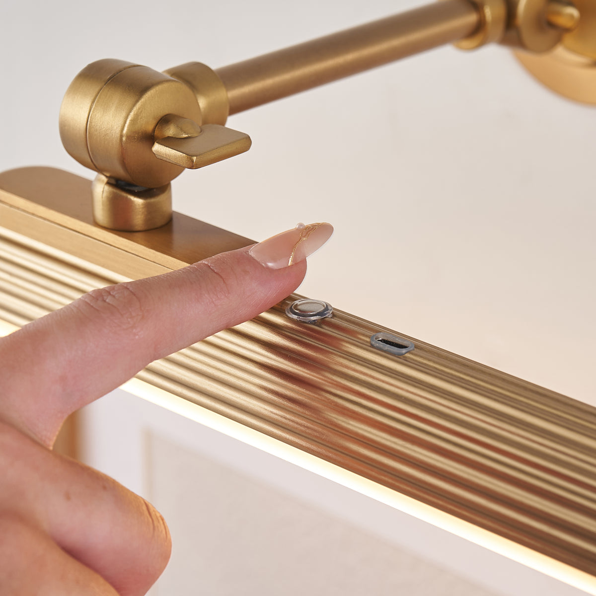 Endon Cirali Rechargeable Picture Light - Warm Brass Plate & Frosted PC
