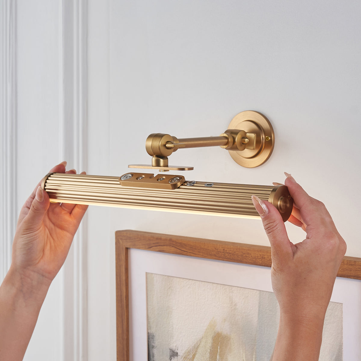 Endon Cirali Rechargeable Picture Light - Warm Brass Plate & Frosted PC