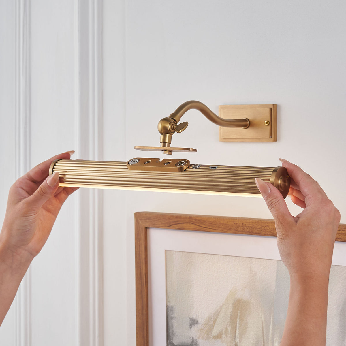 Endon Kindos Rechargeable Picture Light - Warm Brass Plate & Frosted PC