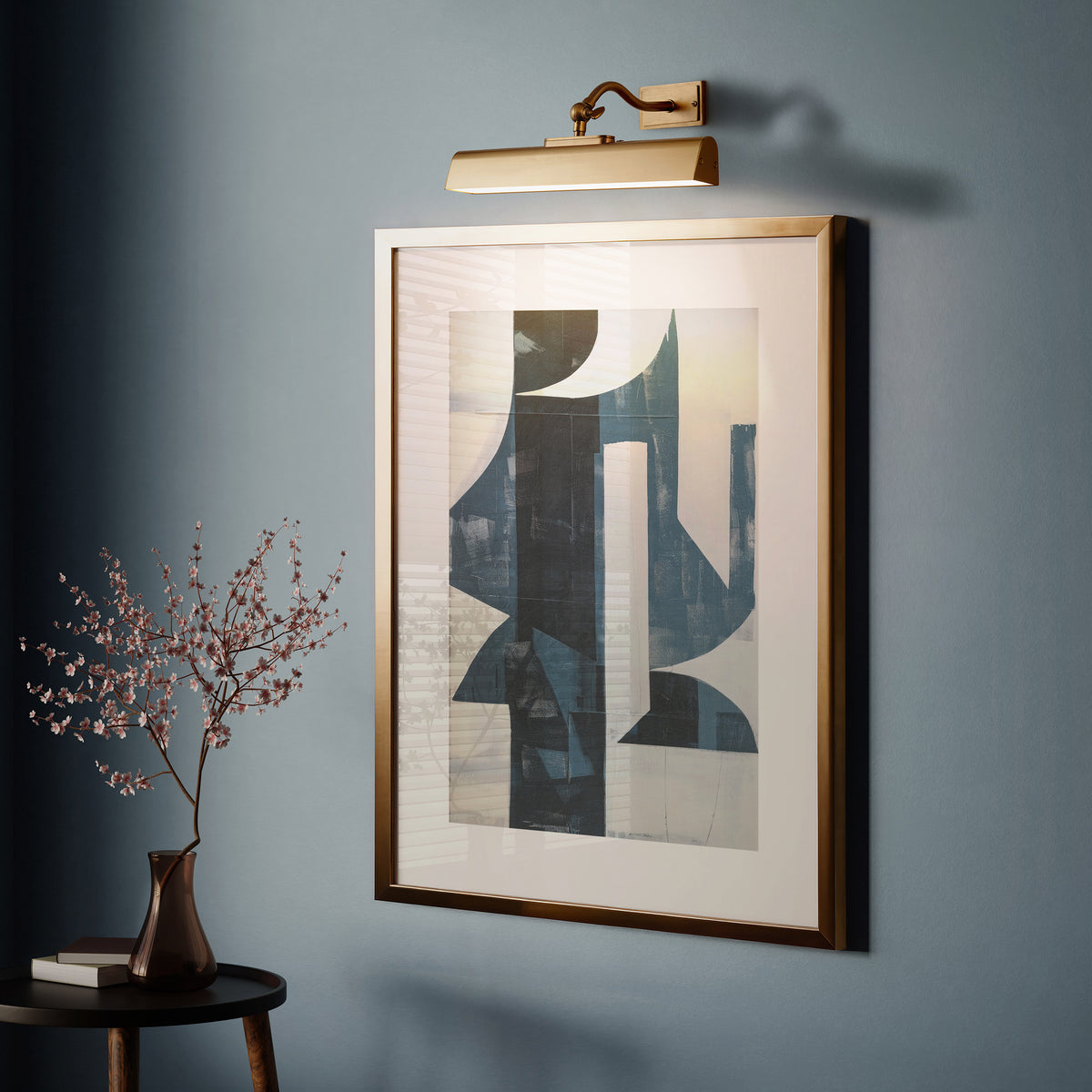 Endon Lasos Rechargeable Picture Light - Warm Brass Plate & Frosted PC