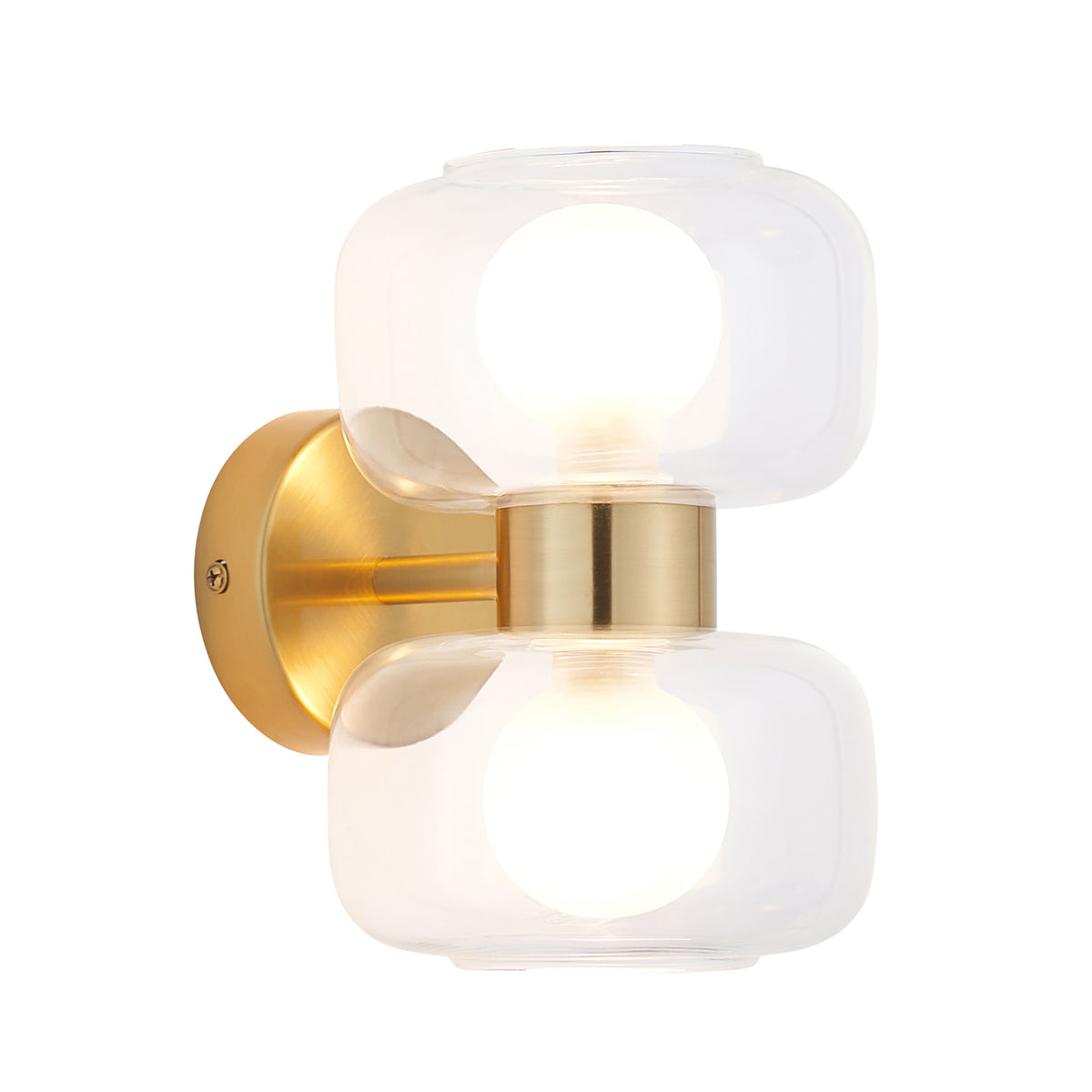 Endon Rossano 2 Light Wall Light - Warm Brass Plate & Clear/Frosted Glass