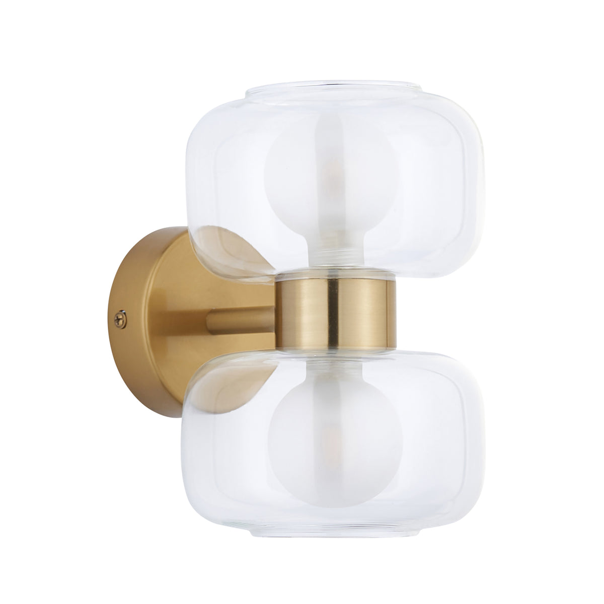Endon Rossano 2 Light Wall Light - Warm Brass Plate & Clear/Frosted Glass