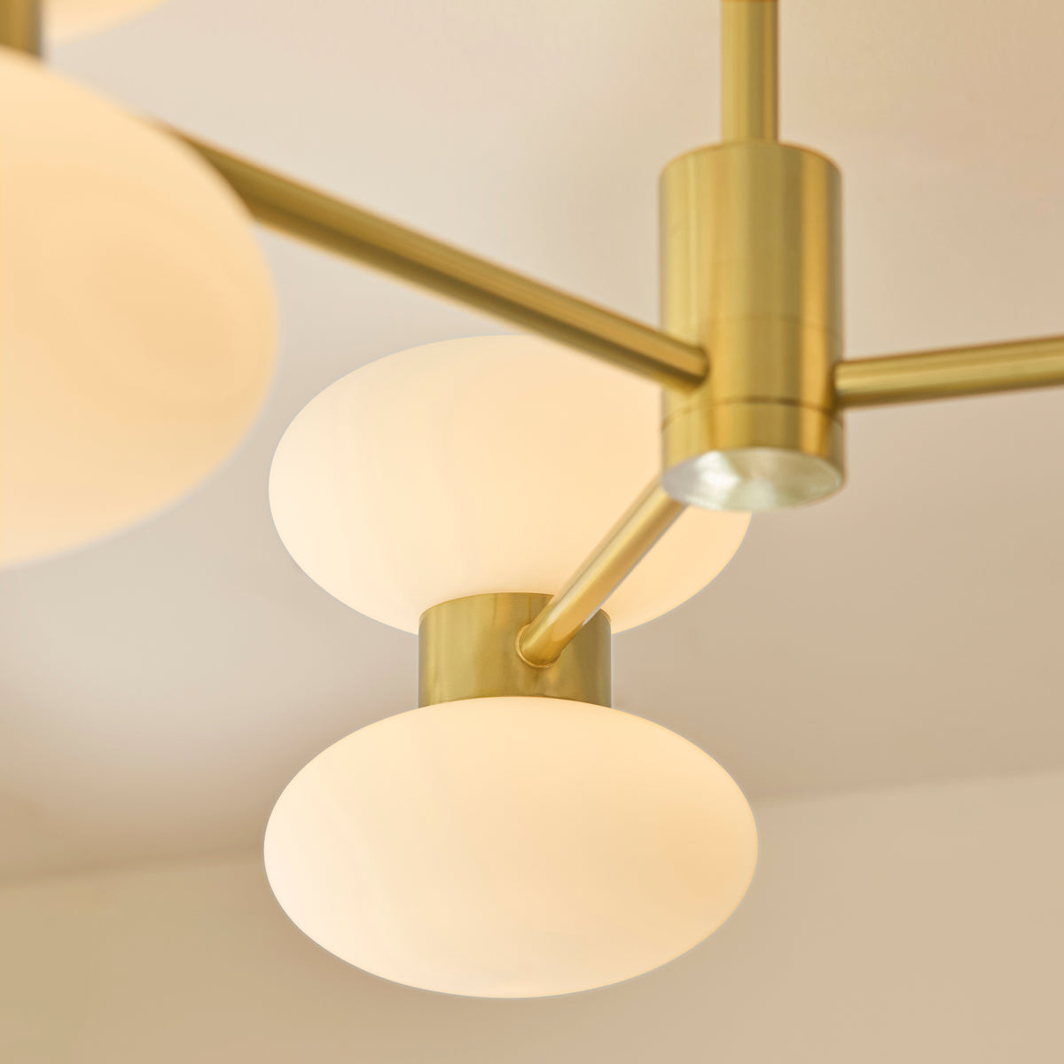 Endon Rossano 6 Light Semi Flush - Warm Brass Plate & Opal Glass