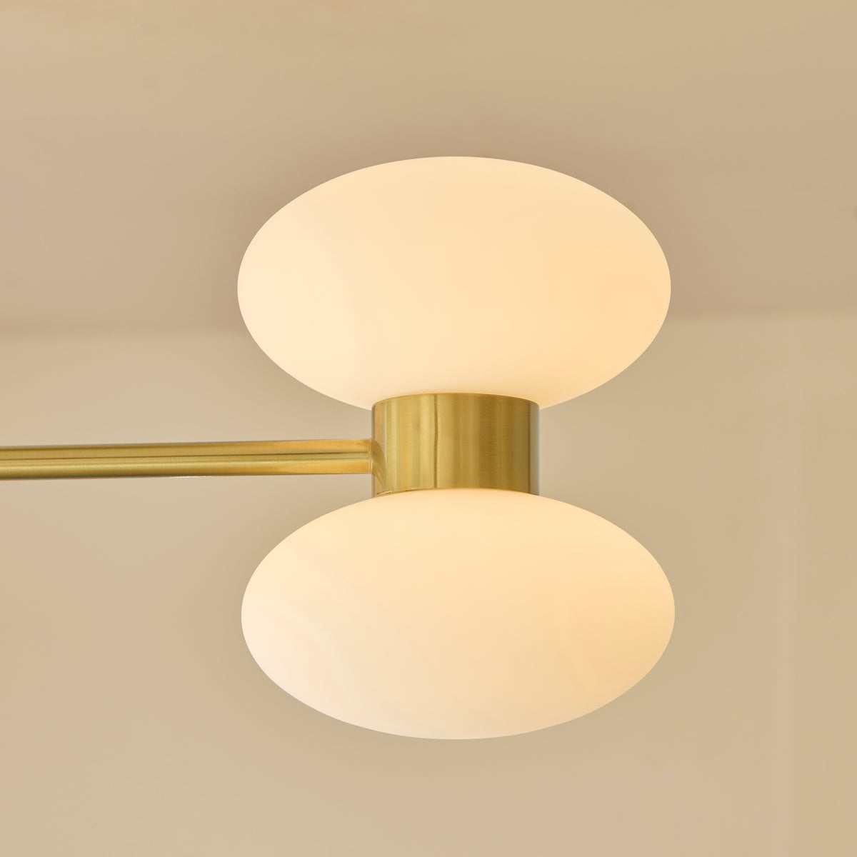 Endon Rossano 6 Light Semi Flush - Warm Brass Plate & Opal Glass