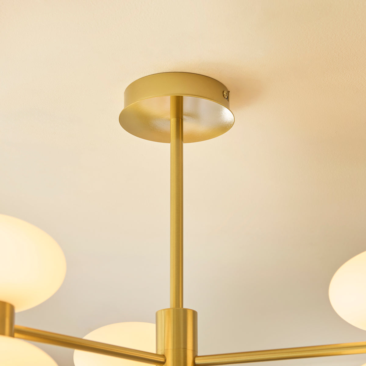 Endon Rossano 6 Light Semi Flush - Warm Brass Plate & Opal Glass