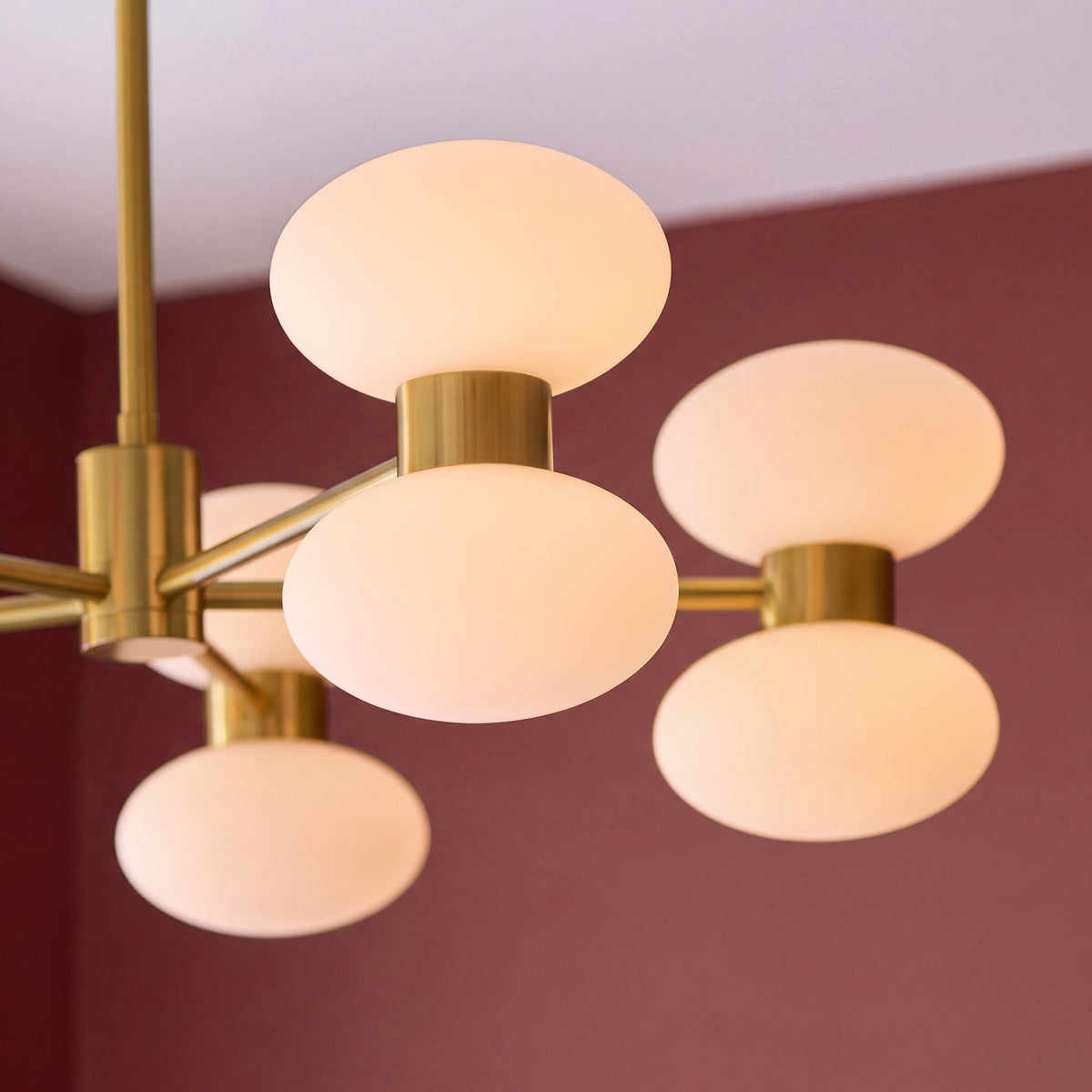 Endon Rossano 10 Light Pendant - Warm Brass Plate & Opal Glass