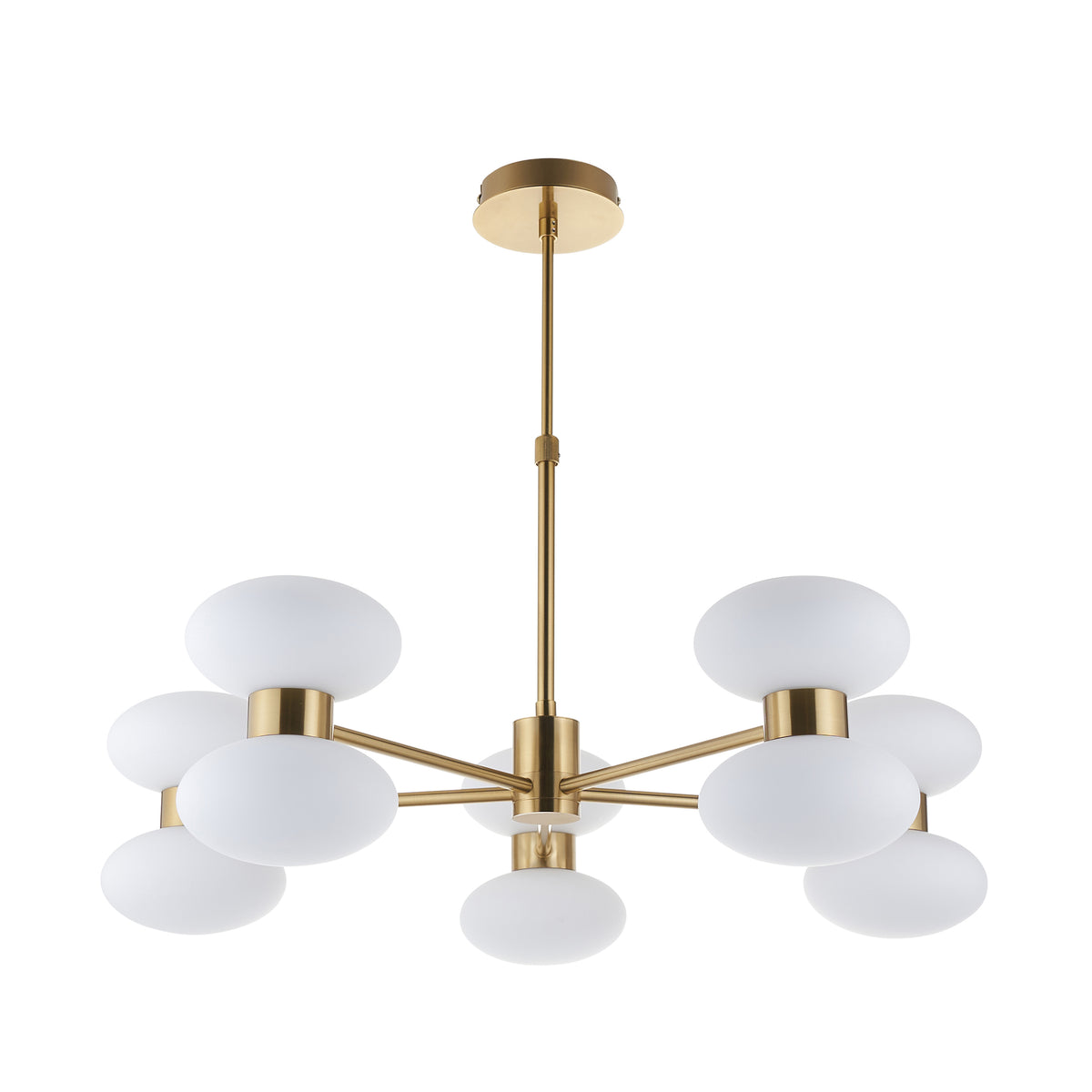 Endon Rossano 10 Light Pendant - Warm Brass Plate & Opal Glass
