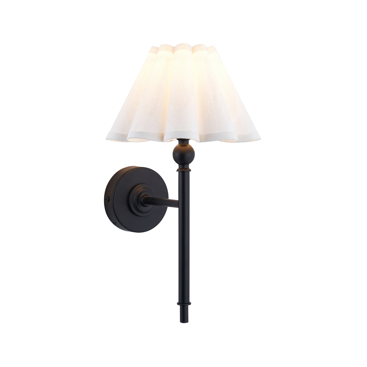 Endon Sylvie Wall Light - Matt Black & Vintage White Cotton