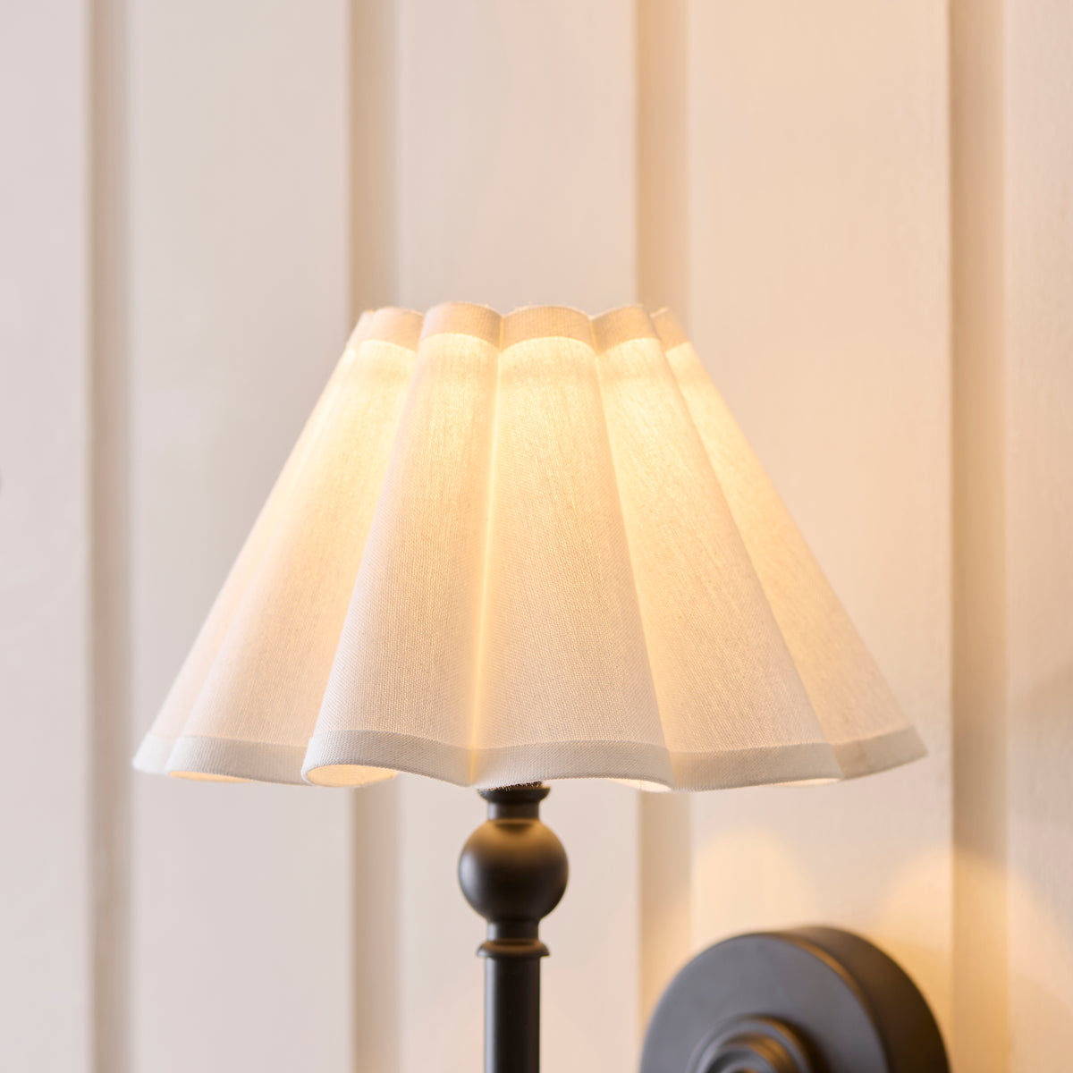Endon Sylvie Wall Light - Matt Black & Vintage White Cotton