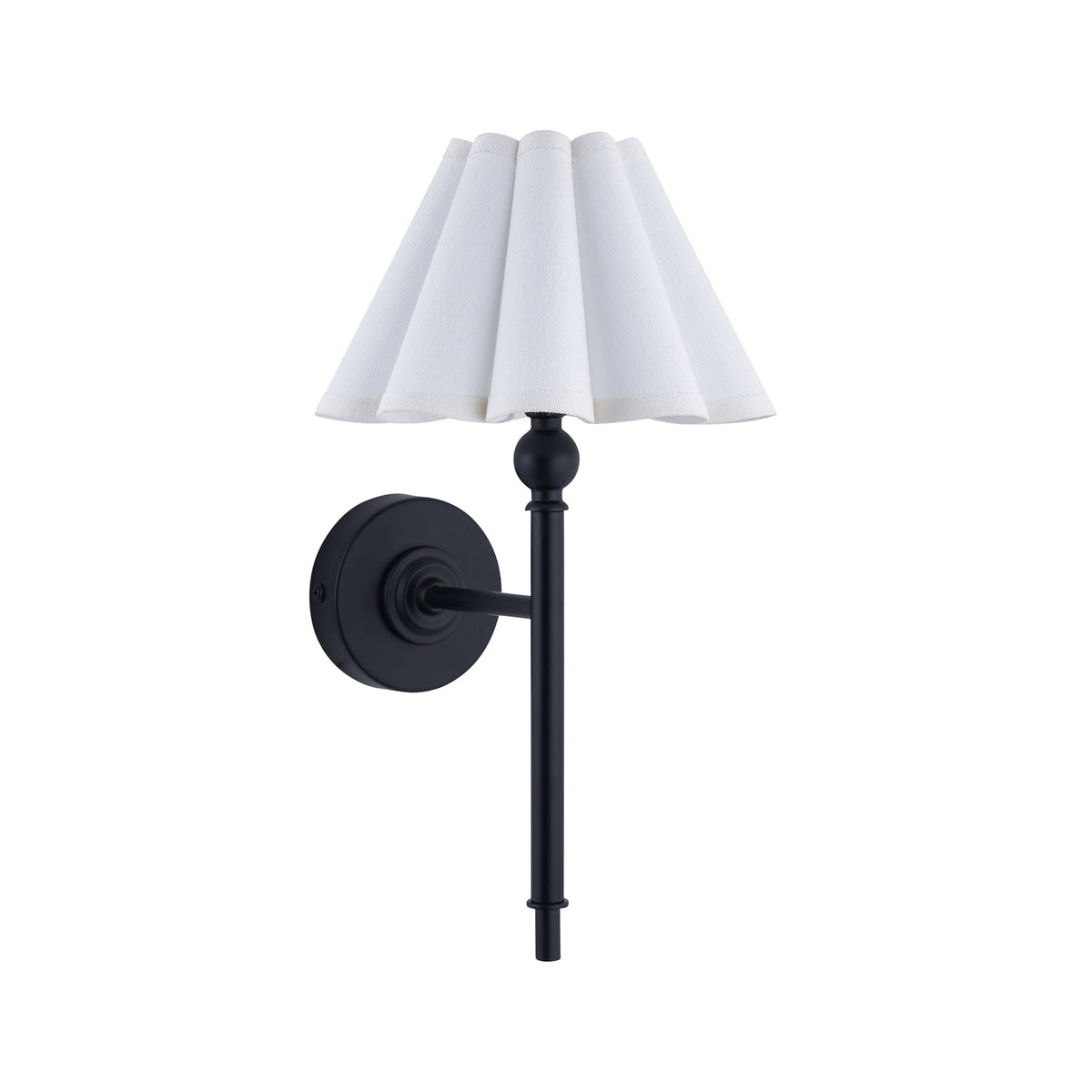 Endon Sylvie Wall Light - Matt Black & Vintage White Cotton
