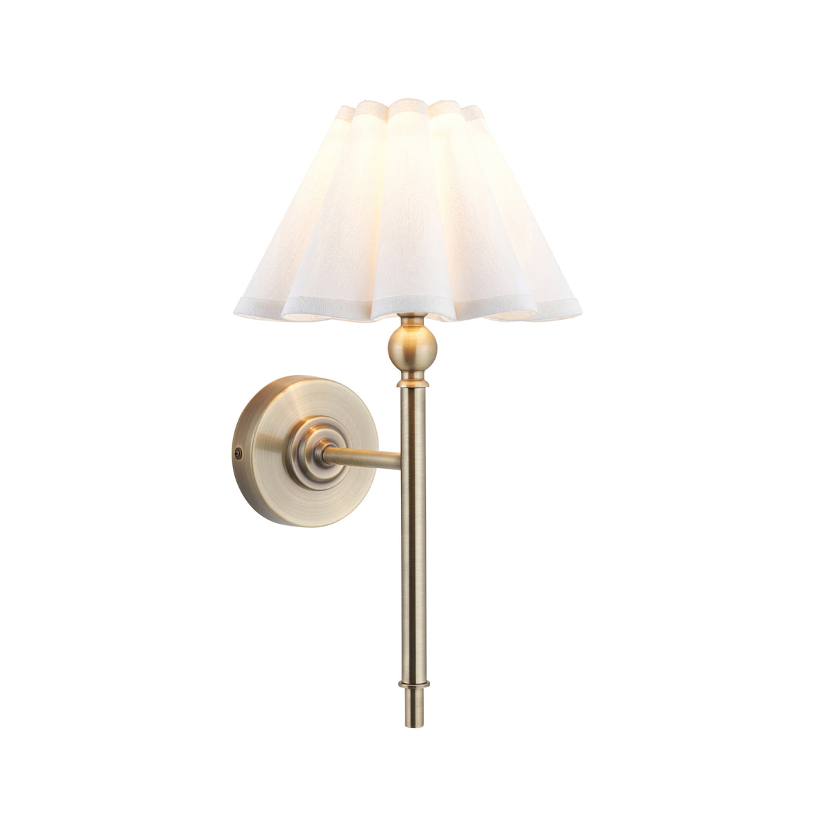 Endon Sylvie Wall Light - Antique Brass Plate & Vintage White Cotton