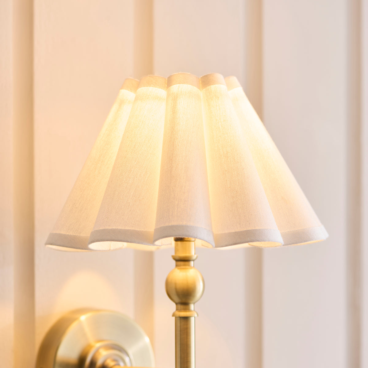 Endon Sylvie Wall Light - Antique Brass Plate & Vintage White Cotton