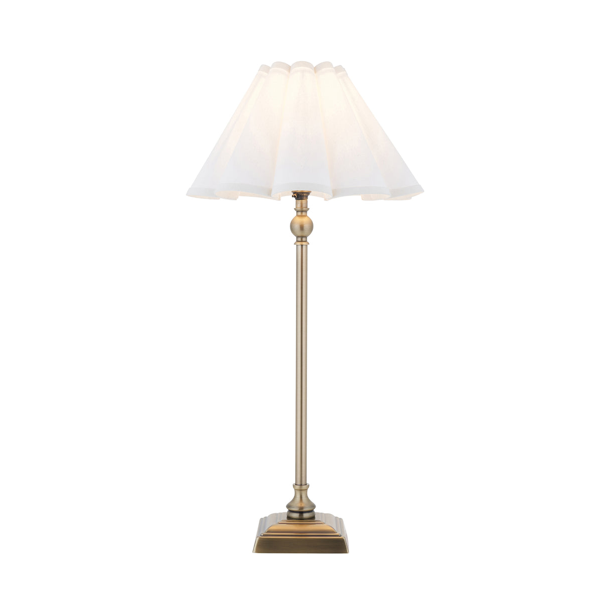 Endon Sylvie Table Light - Antique Brass Plate & Vintage White Cotton
