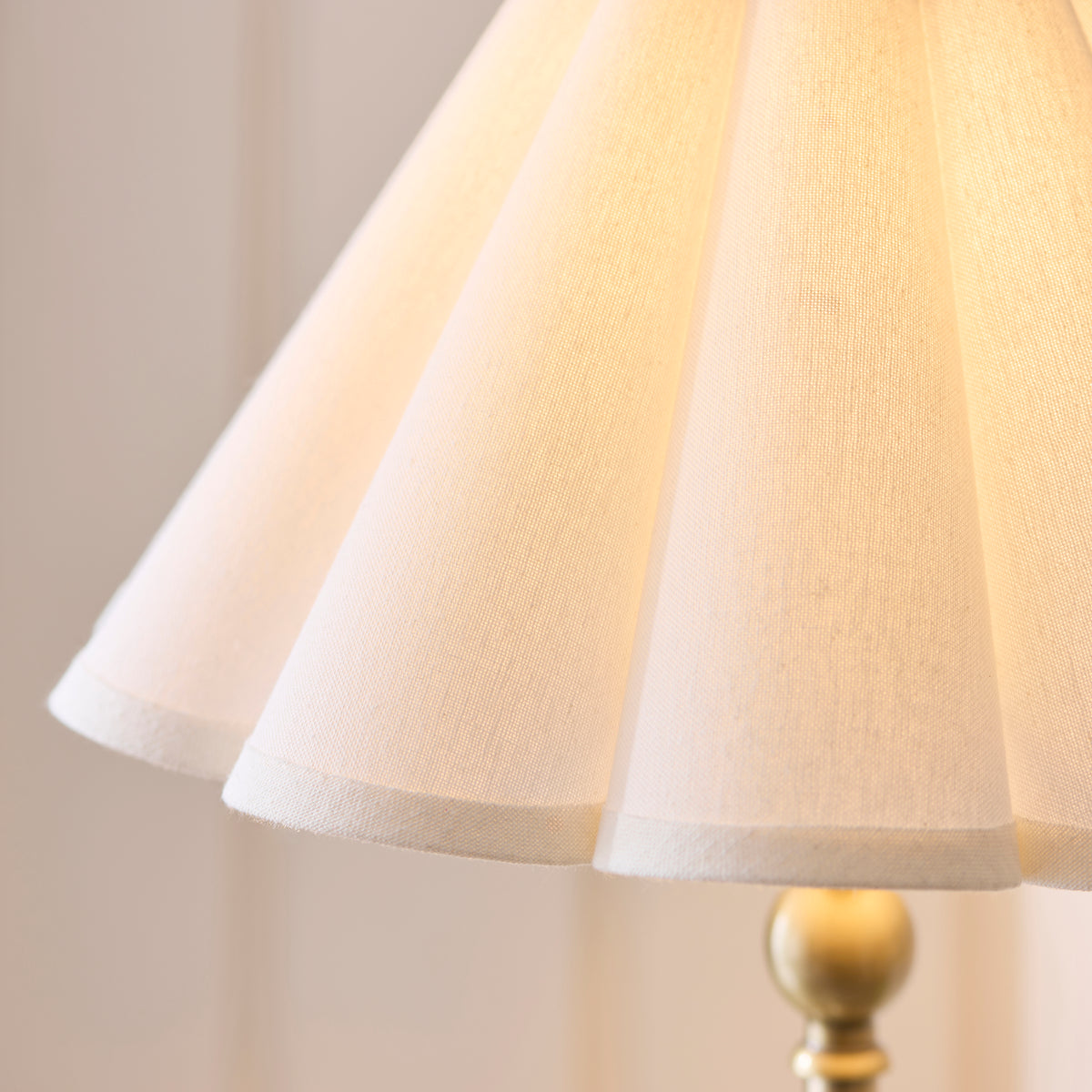 Endon Sylvie Table Light - Antique Brass Plate & Vintage White Cotton